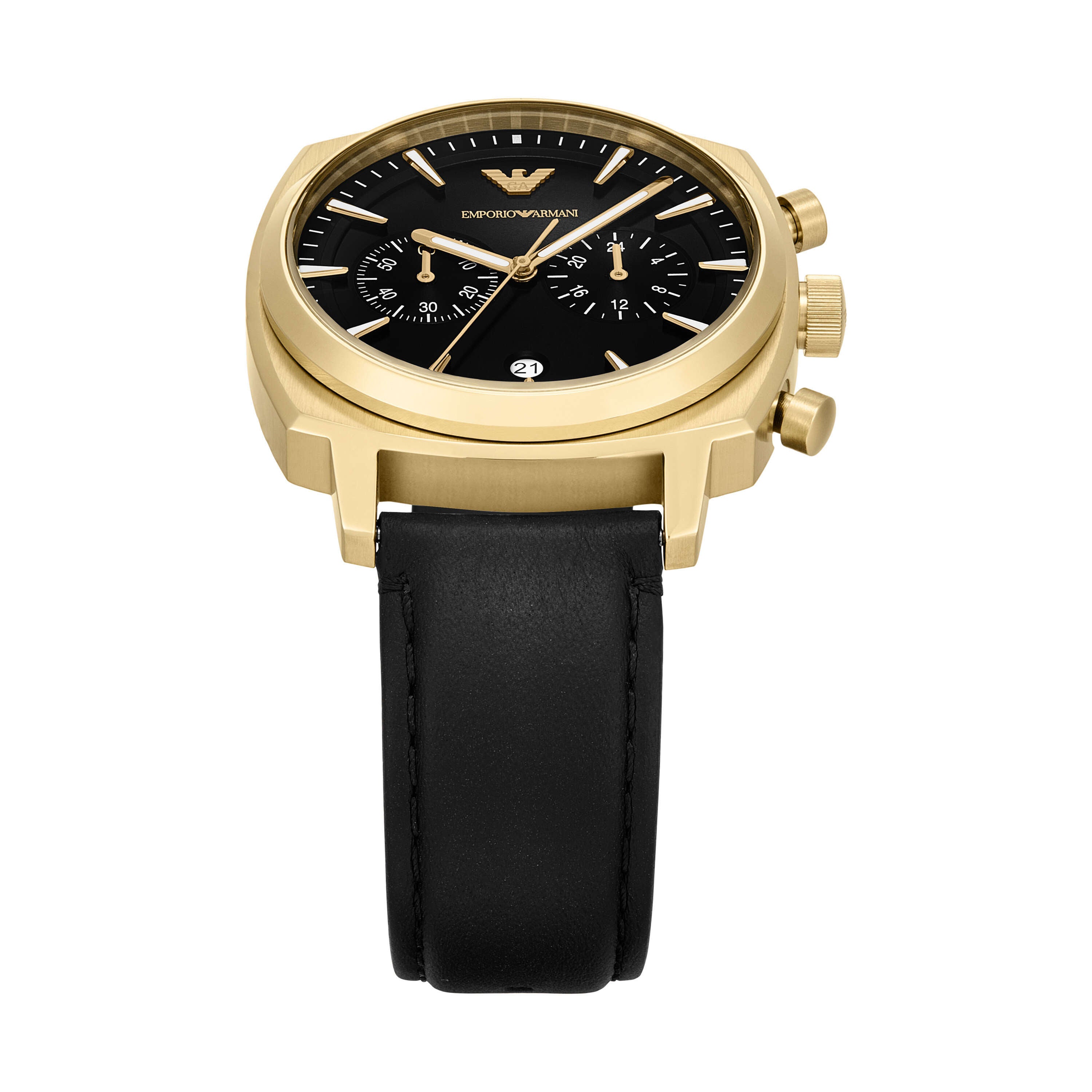 Armani Chronograph Black Leather Watch AR11690