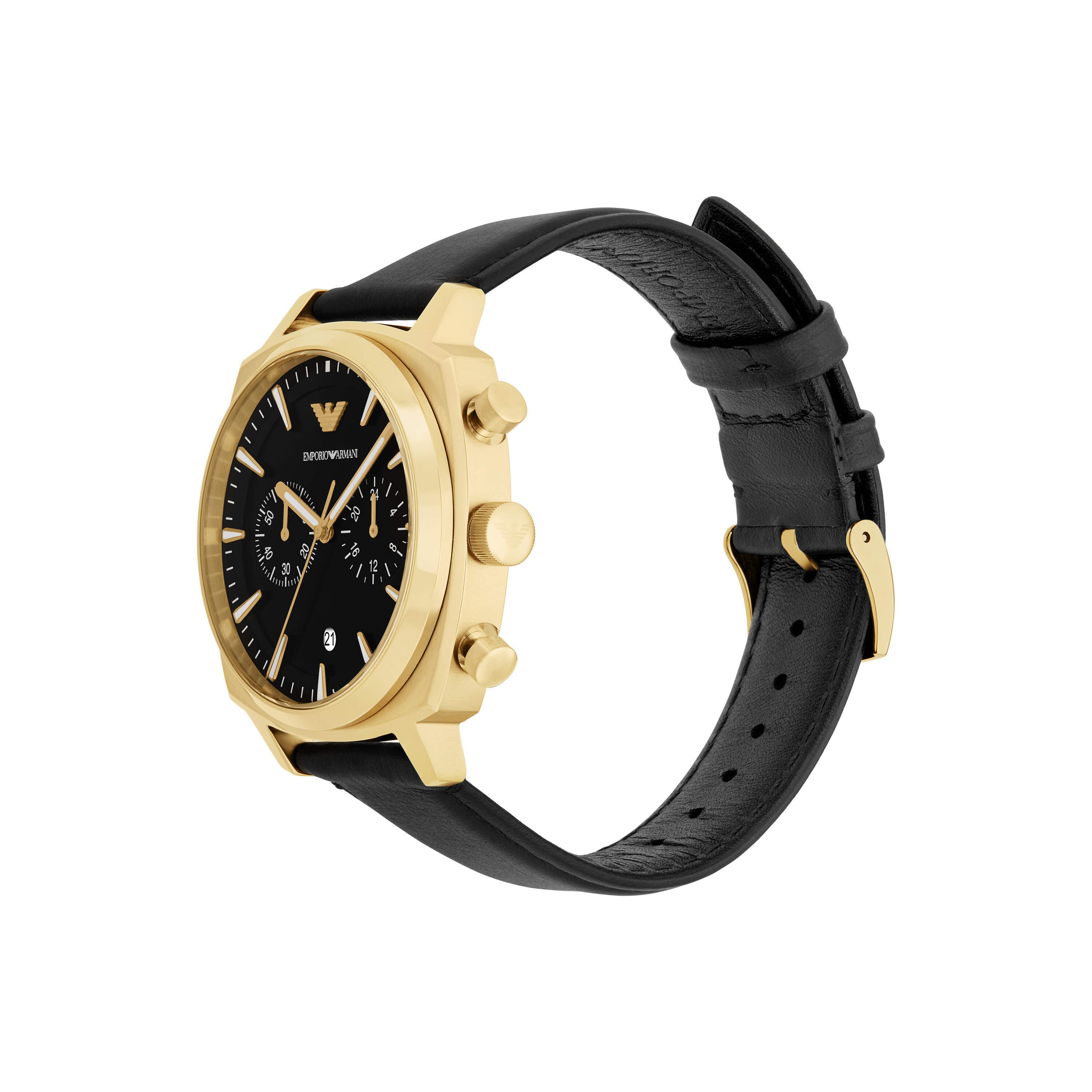 Armani Chronograph Black Leather Watch AR11690
