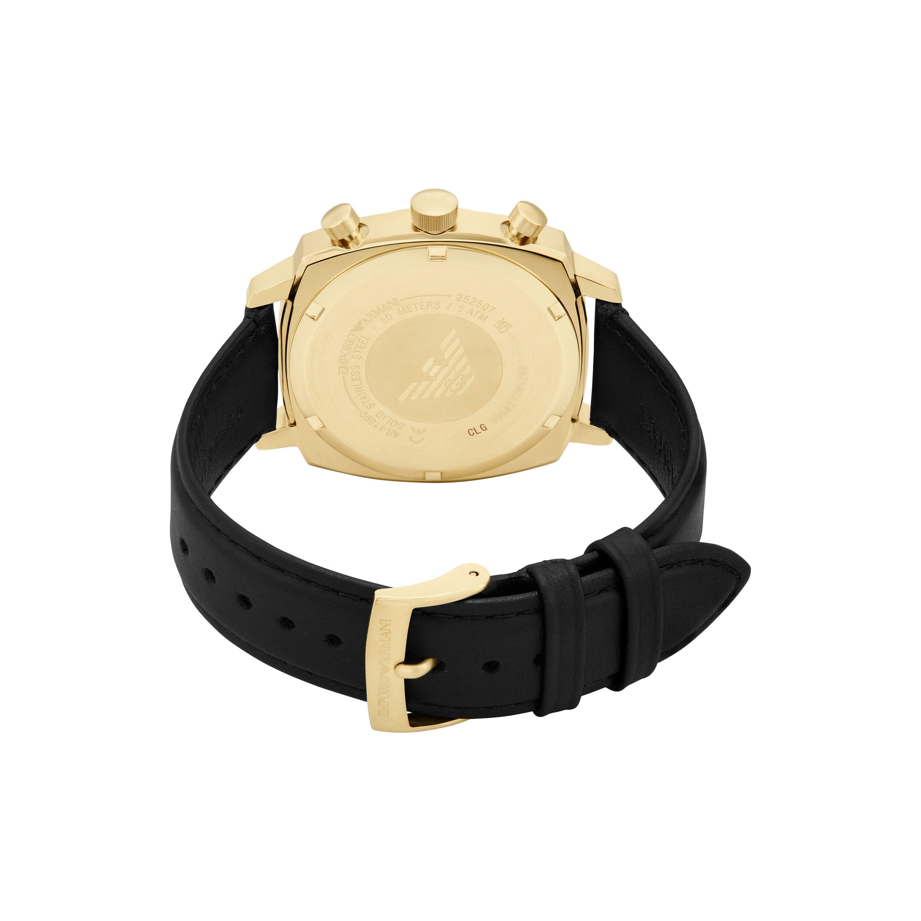Armani Chronograph Black Leather Watch AR11690