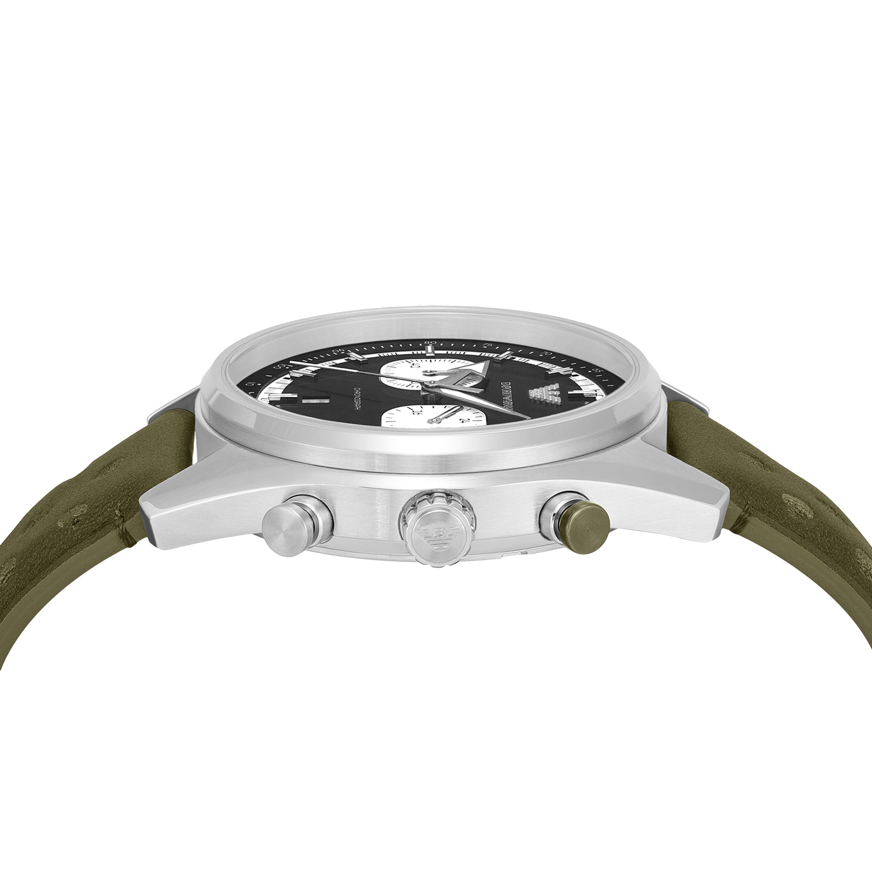 Armani Chronograph Green Leather Black Dial Watch AR11709