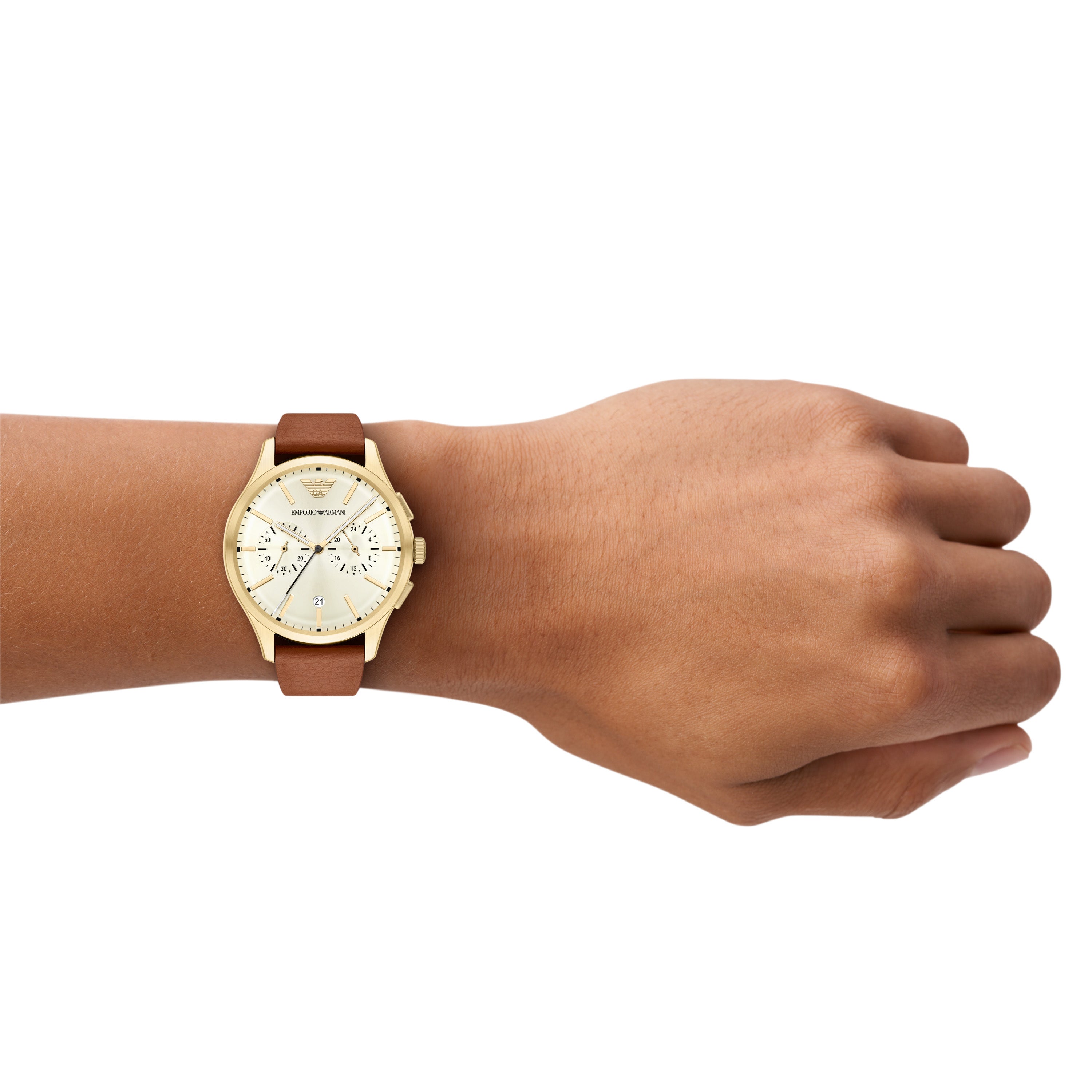 Emporio Armani Chronograph Brown Leather Watch AR11714