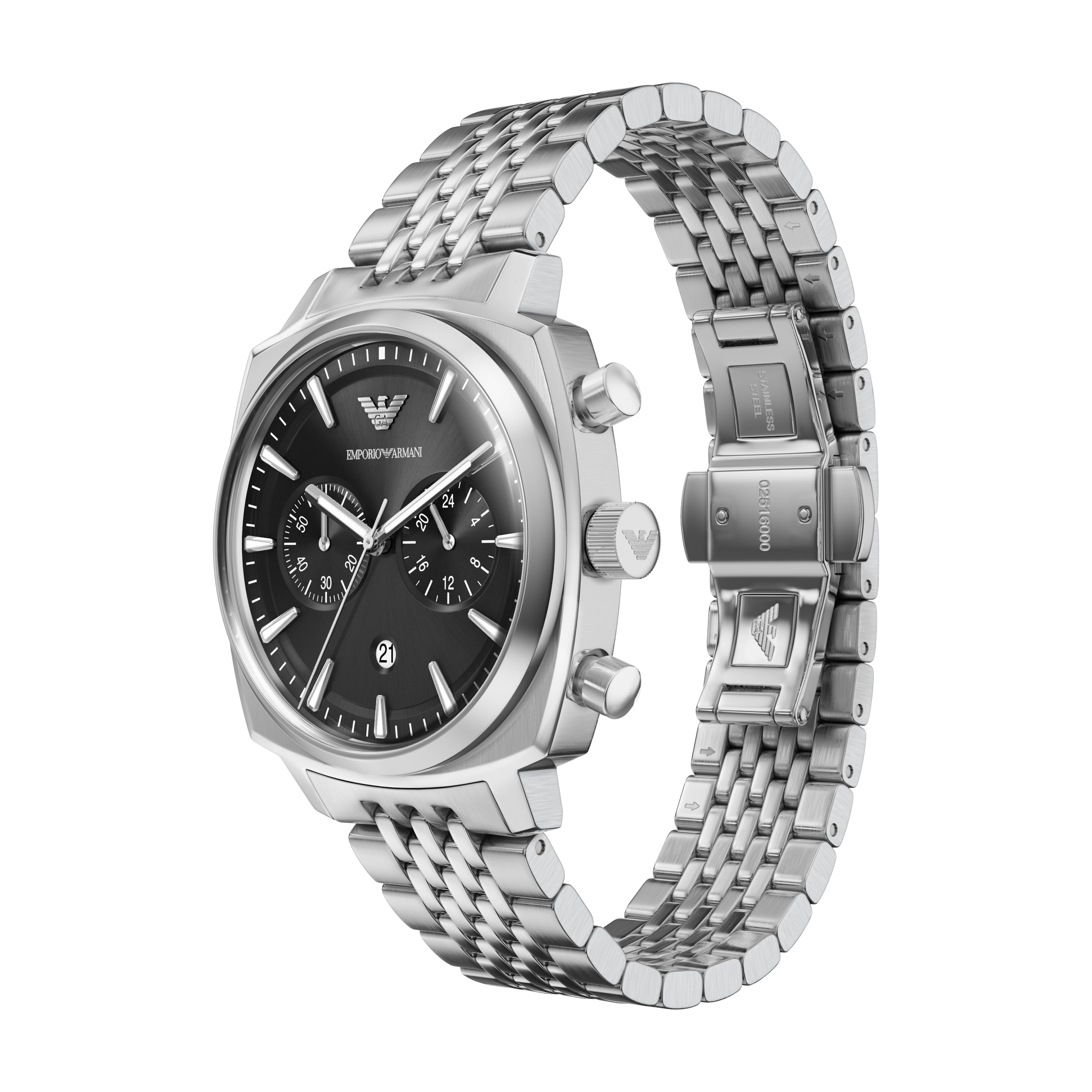 Emporio Armani Black Dial Stainless Steel Silver Watch AR11725