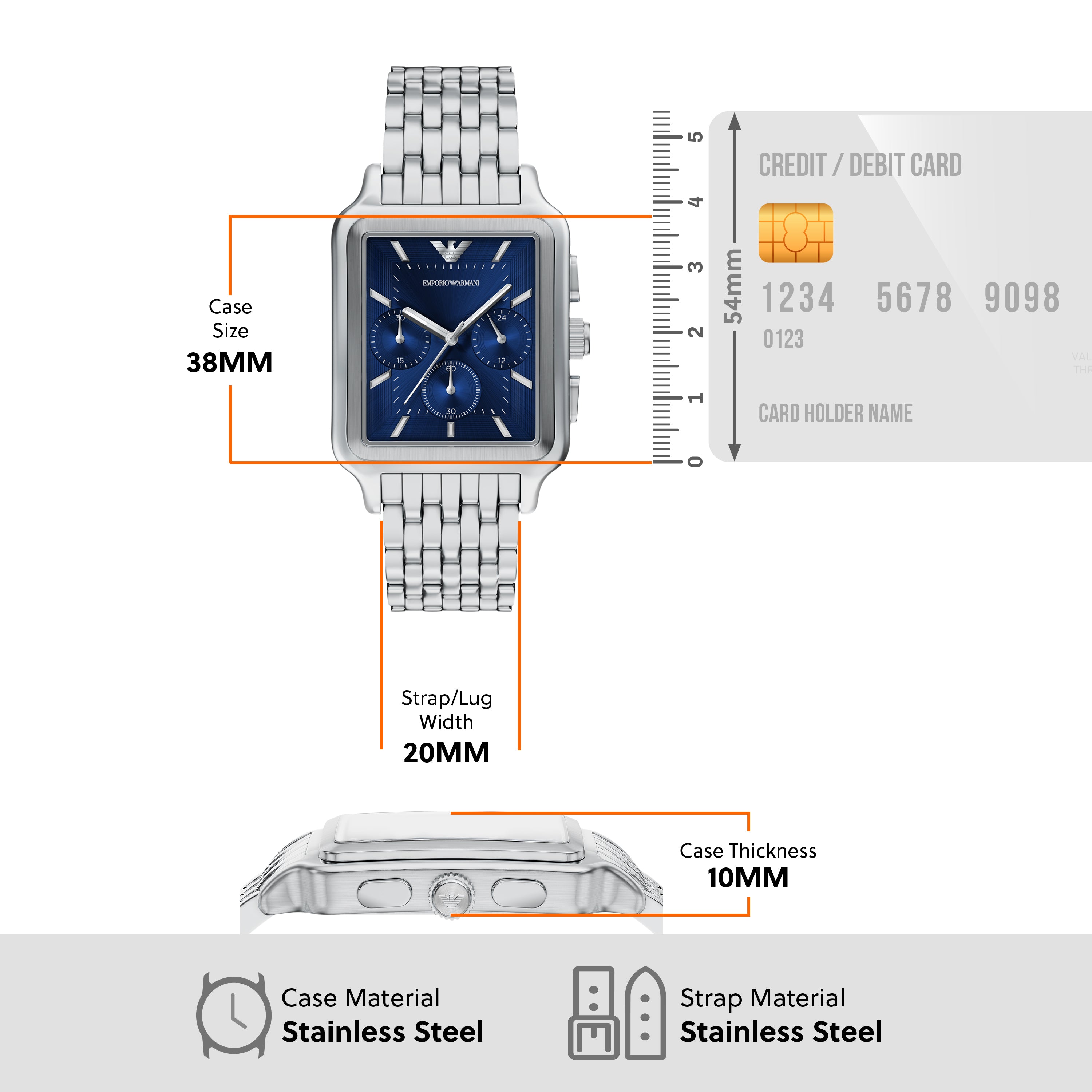 Emporio Armani Blue Dial Stainless Steel Watch AR11750