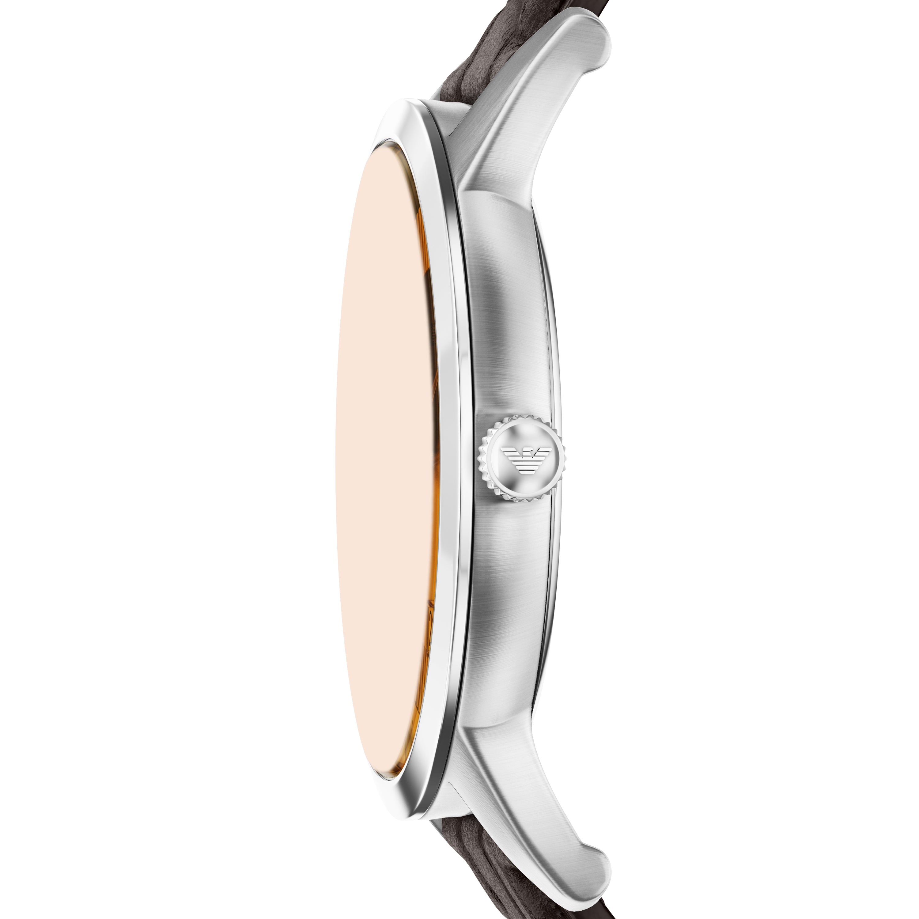 Emporio Armani Silver Dial Brown Leather Strap Watch AR11783