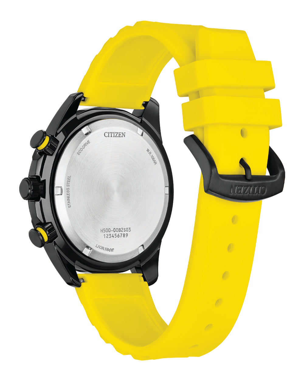Citizen Eco-Drive Black Dial Yellow Rubber Watch AT2585-08E