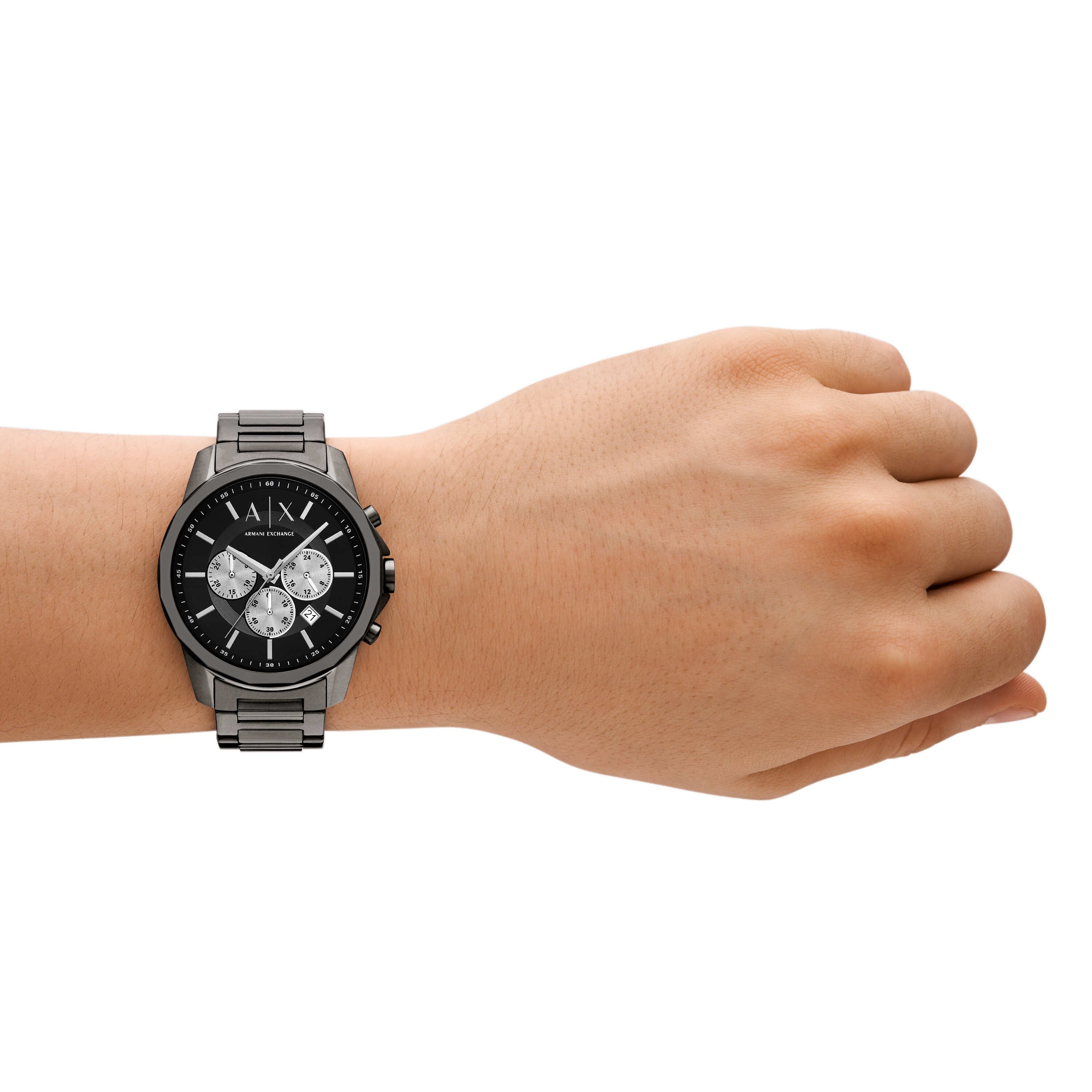 Armani Exchange Chronograph Gunmetal Stainless Steel Black Dial Watch AX1765