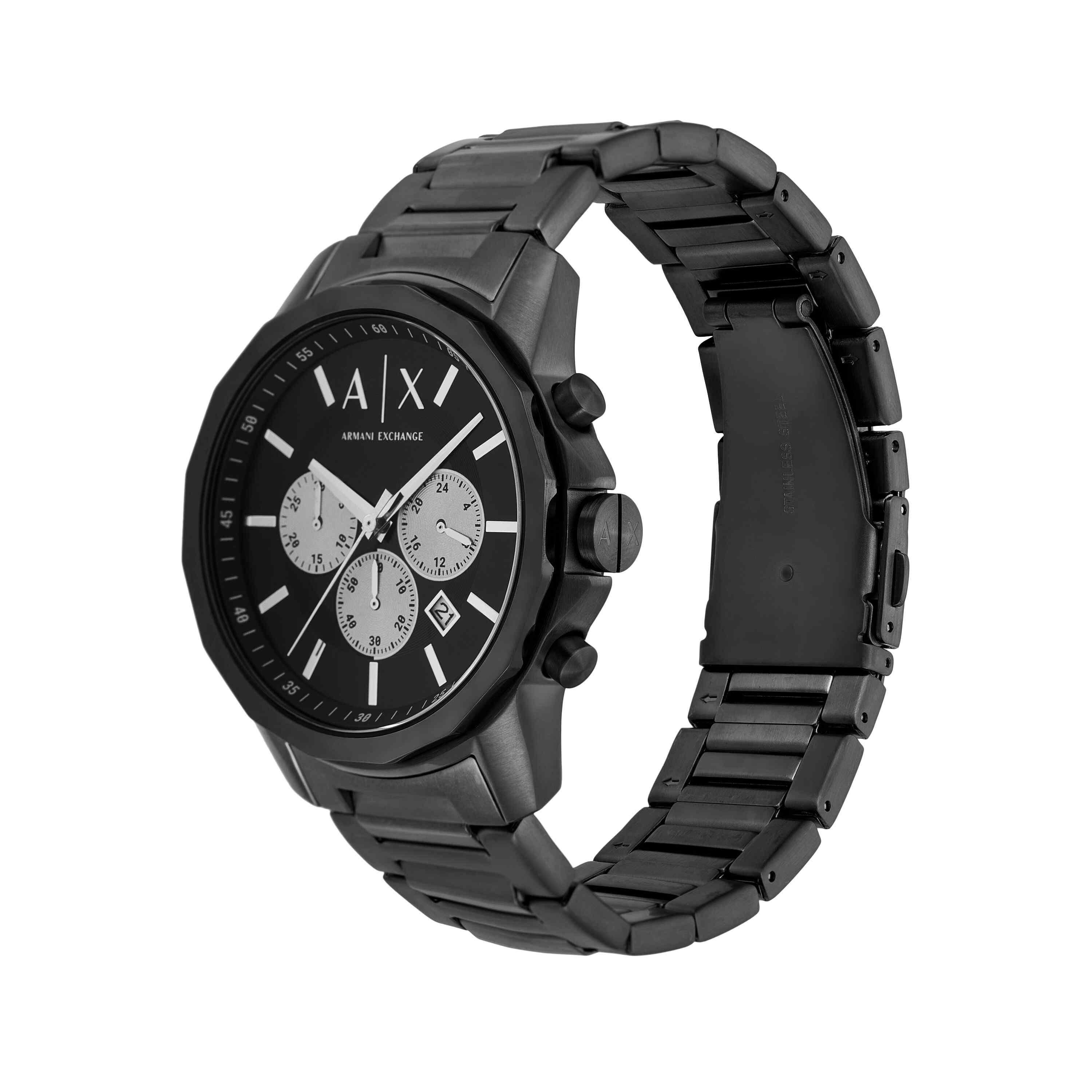 Armani Exchange Chronograph Gunmetal Stainless Steel Black Dial Watch AX1765