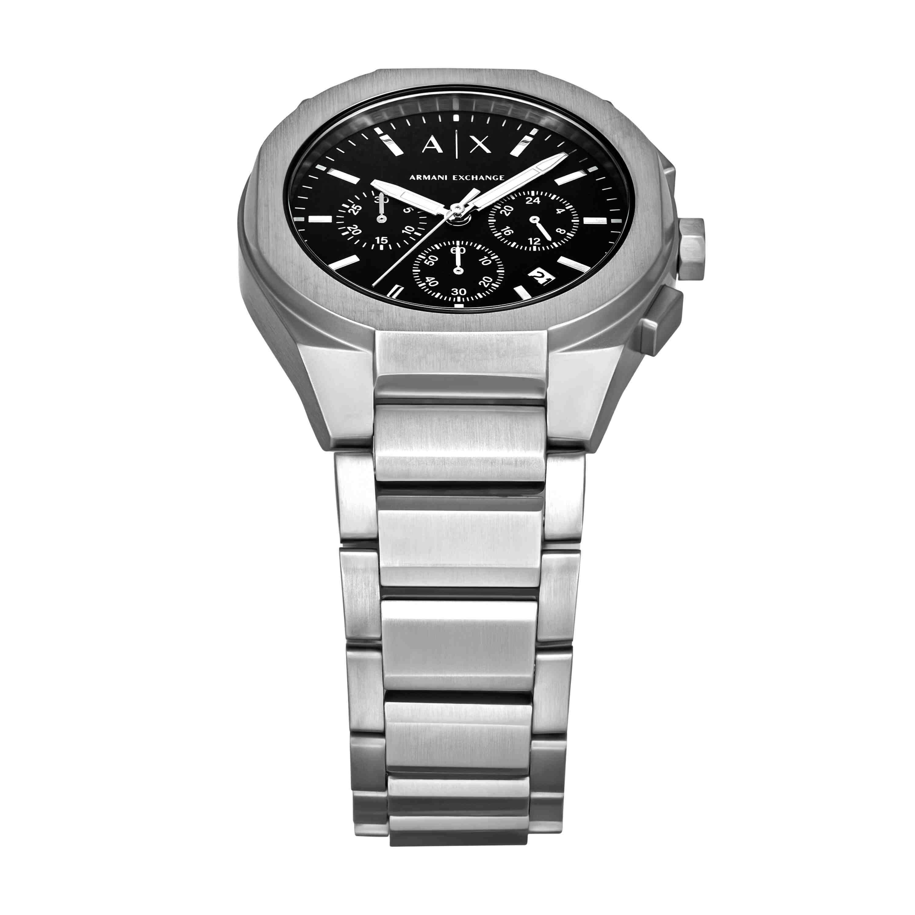 Armani Exchange Sync Chronograph Silver Stainless Black Dial Watch AX4186