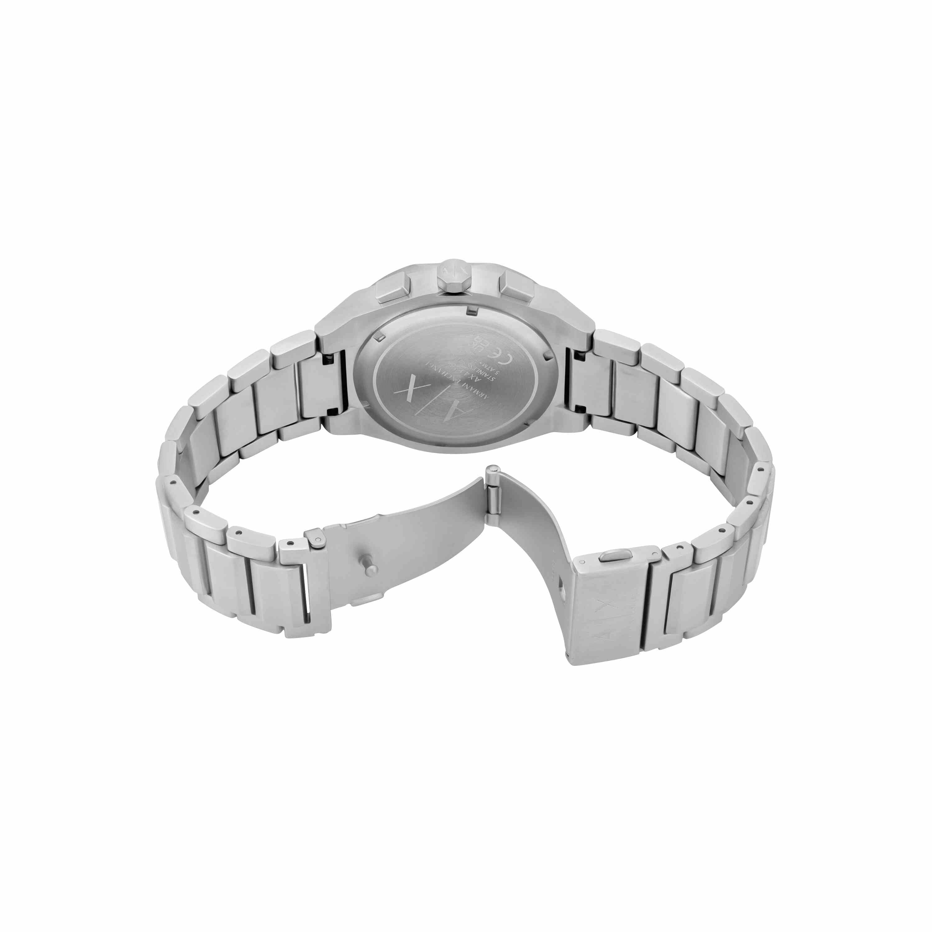 Armani Exchange Sync Chronograph Silver Stainless Black Dial Watch AX4186