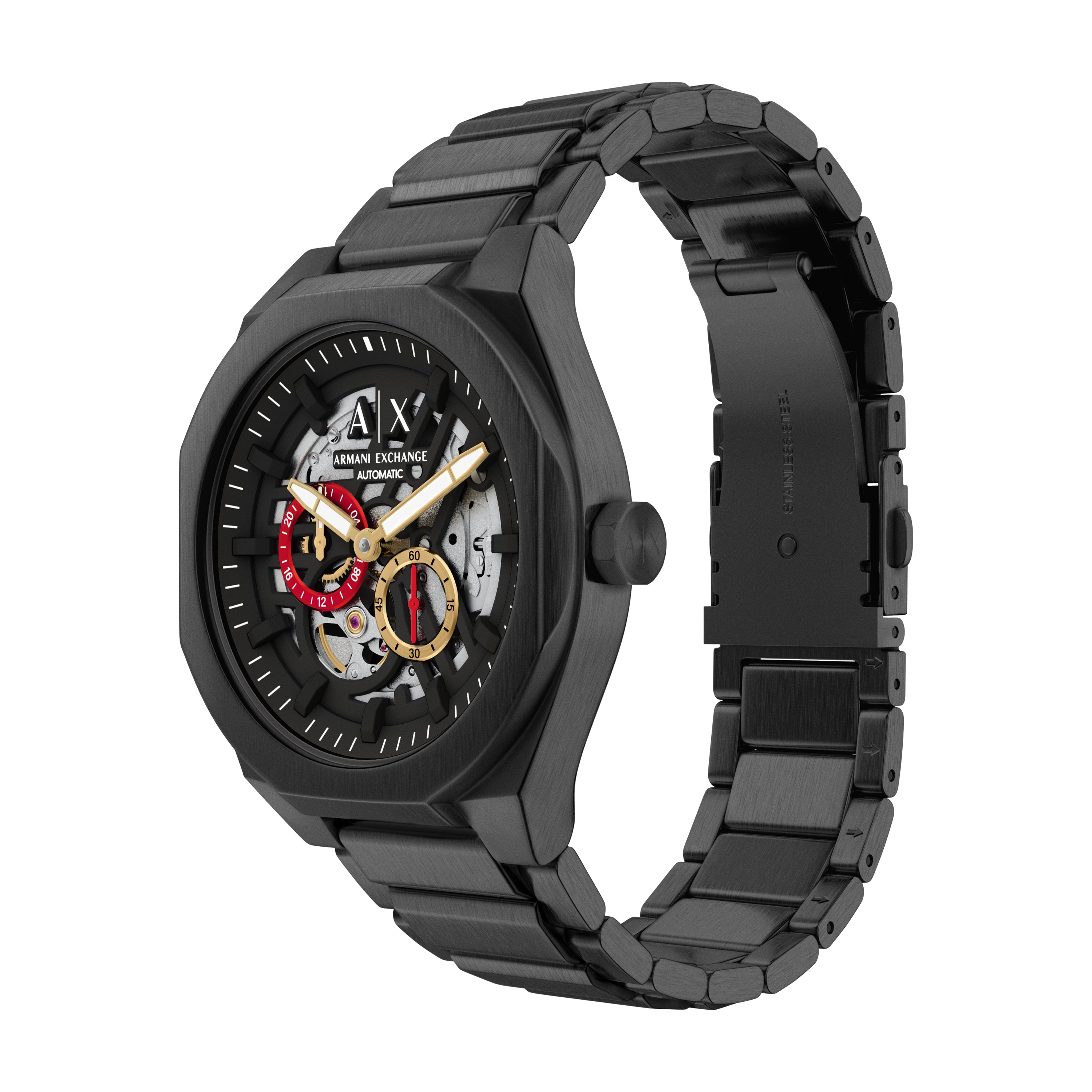 Armani Exchange Sync Automatic Black Stainless Steel Watch AX4196