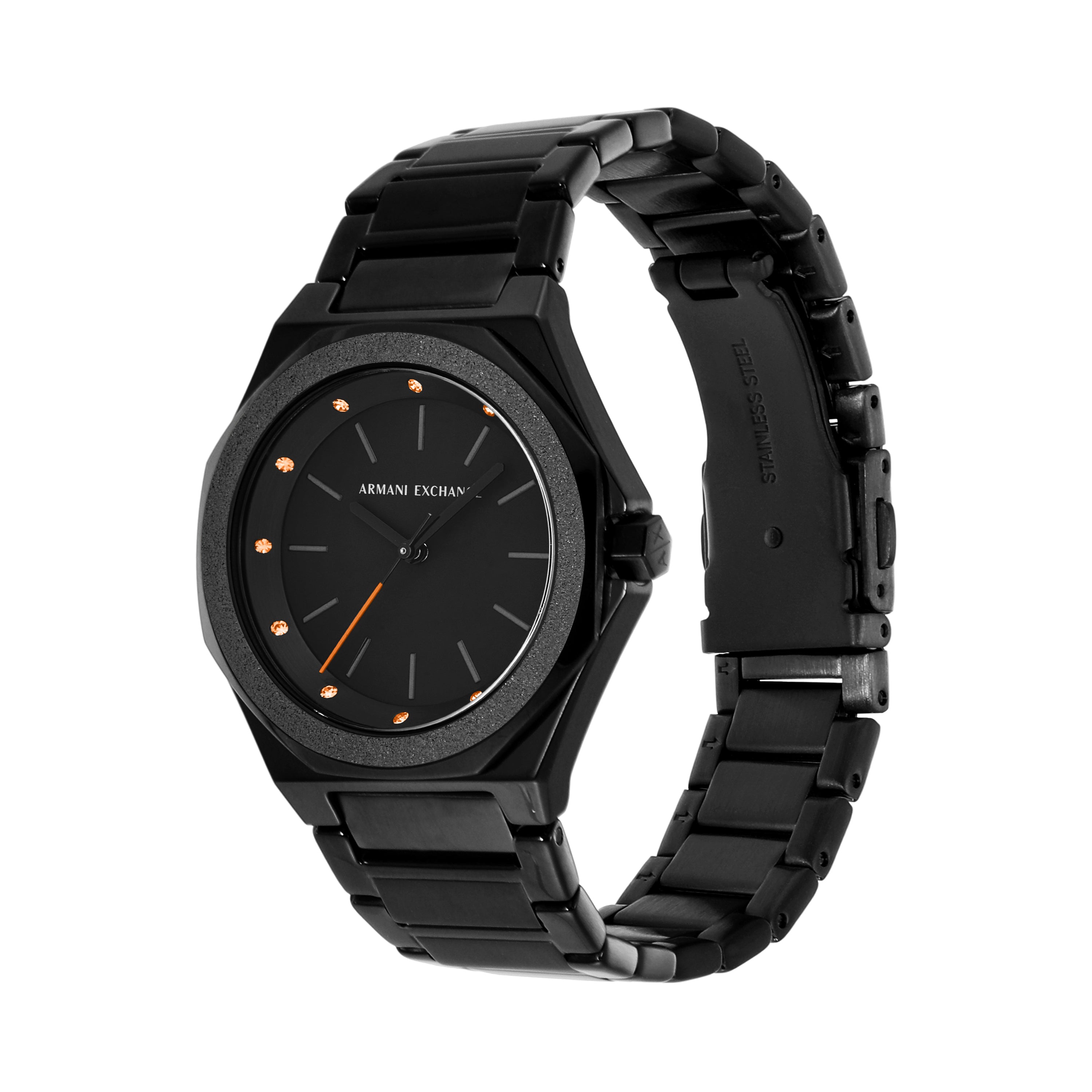 Armani Exchange Three Hand Black Stainless Steel Watch AX4621