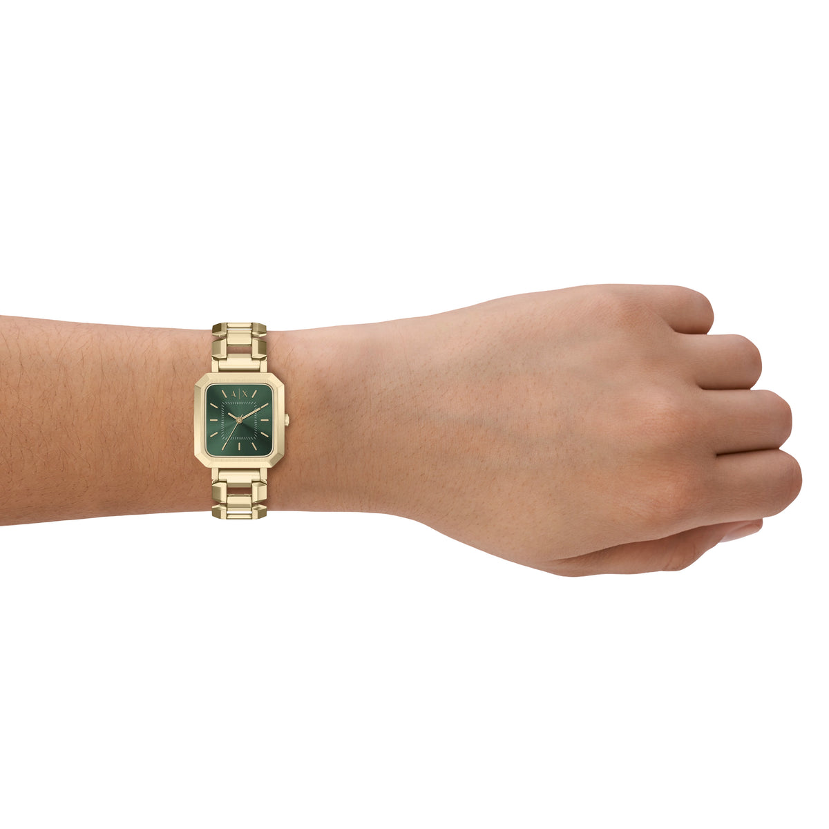 Armani Exchange Rectangular Green AX5740 on the wrist