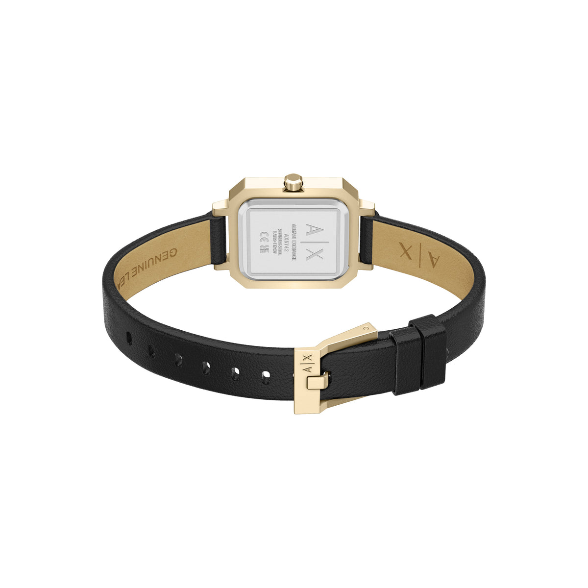 Armani Exchange Rectangular Black Leather AX5742 caseback