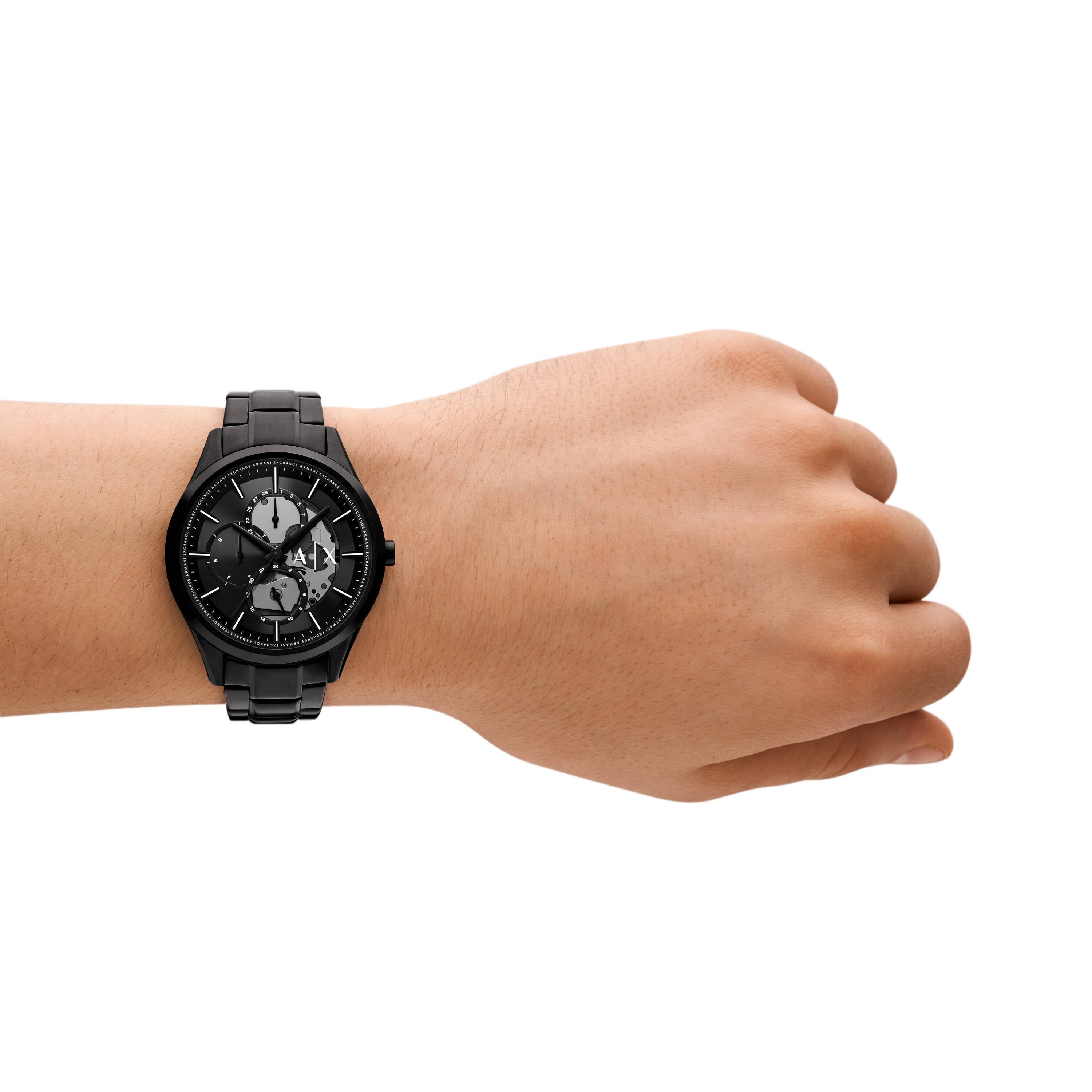 Armani Exchange Multifunction Black Stainless Steel Watch and Necklace Set AX7160SET