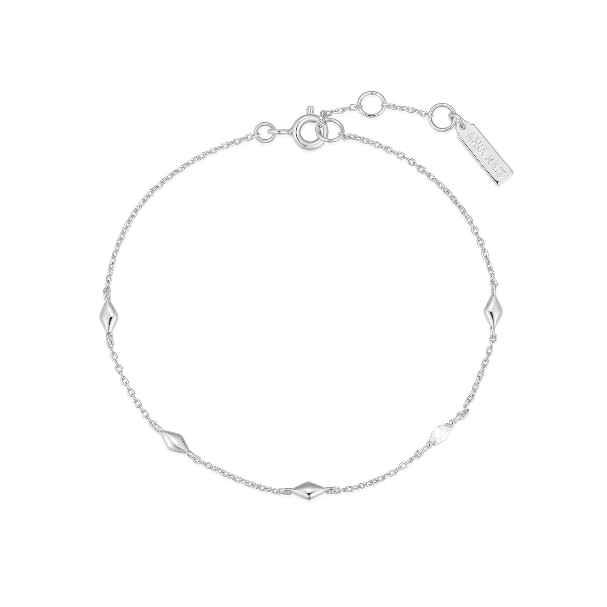 Silver Rhombus Station Bracelet Elegant Modern Jewelry for Women