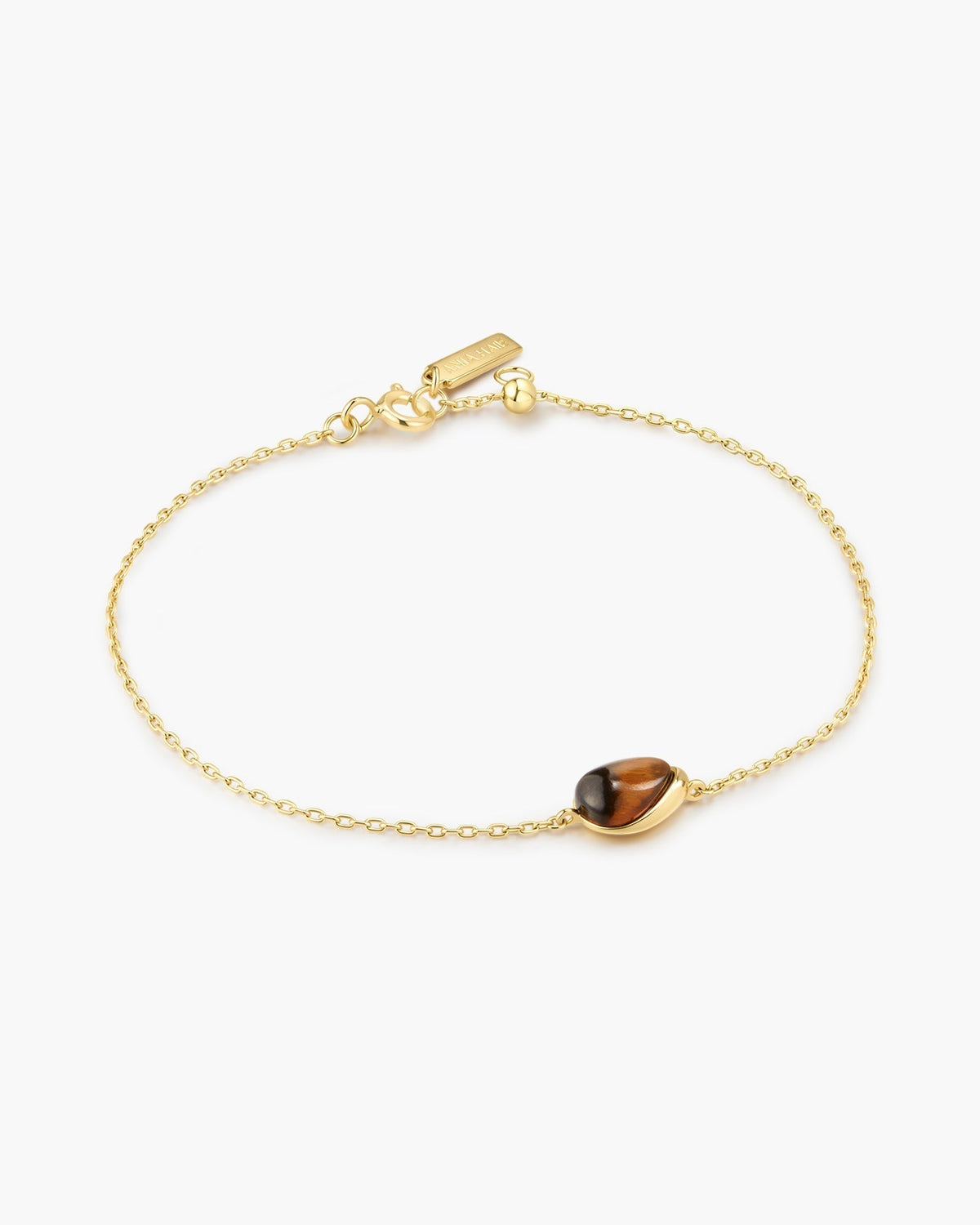 Ania Haie Gold Bezel Tiger's Eye Organic Dome Pebble Bracelet B076-05G-TE B076-05G-TE front packshot