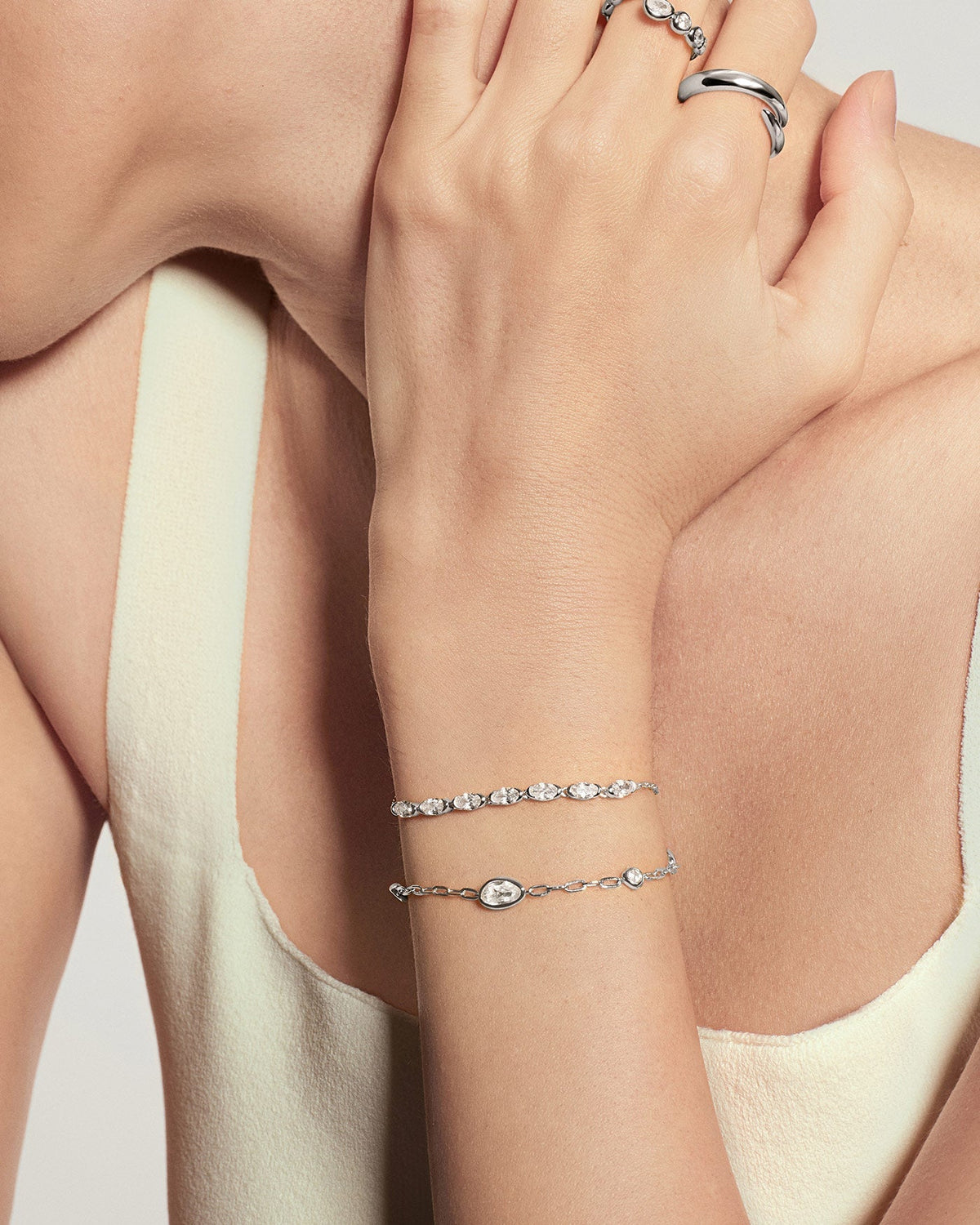 Ania Haie Silver Half-Bezel Oval Half-Tennis Bracelet B076-10H B076-10H view 2