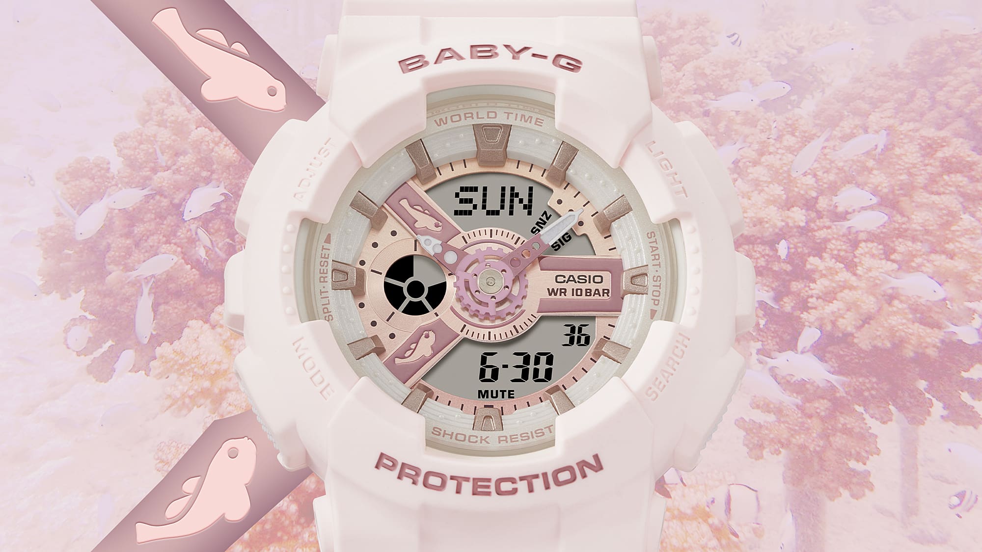 Baby-G Aqua Planet Collaboration 2024 Pink Resin Band Watch BA110AQ-4A