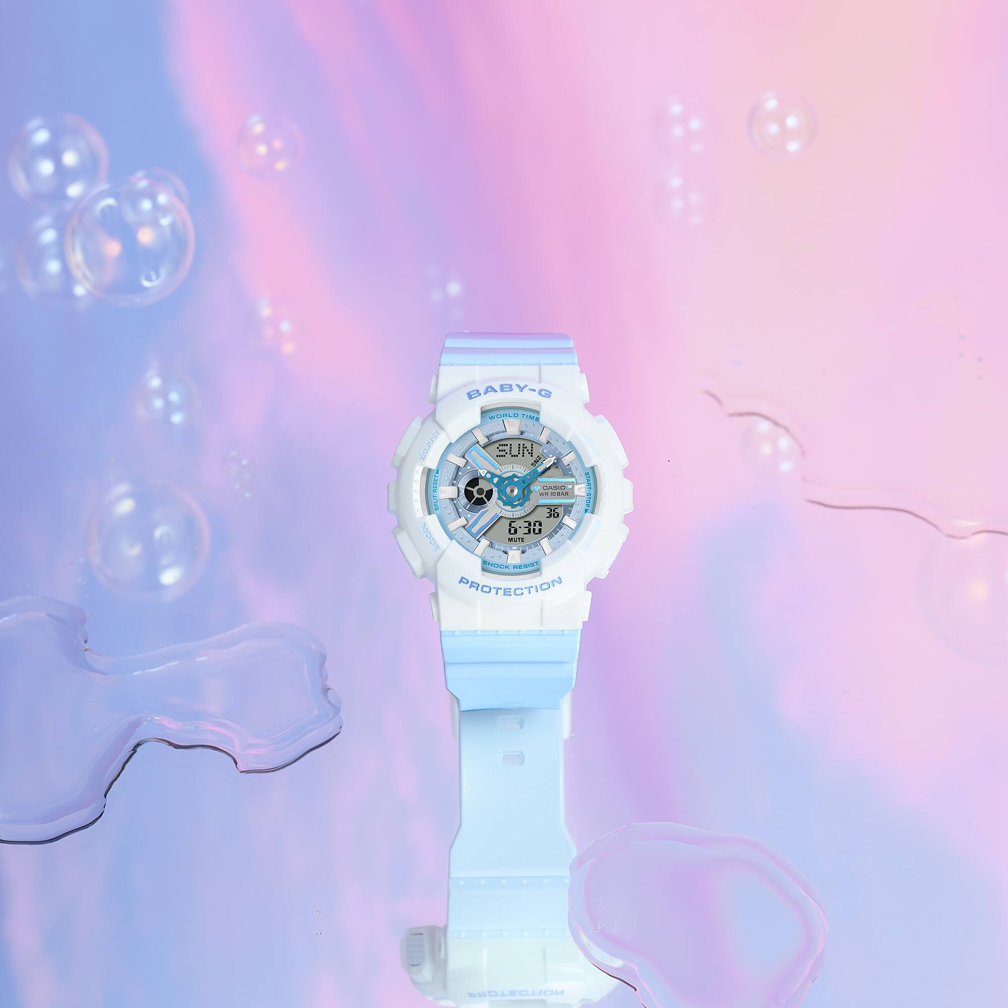 Baby-G Blue Dial Blue Resin Band Iridescent White Case Watch BA110PD-2A