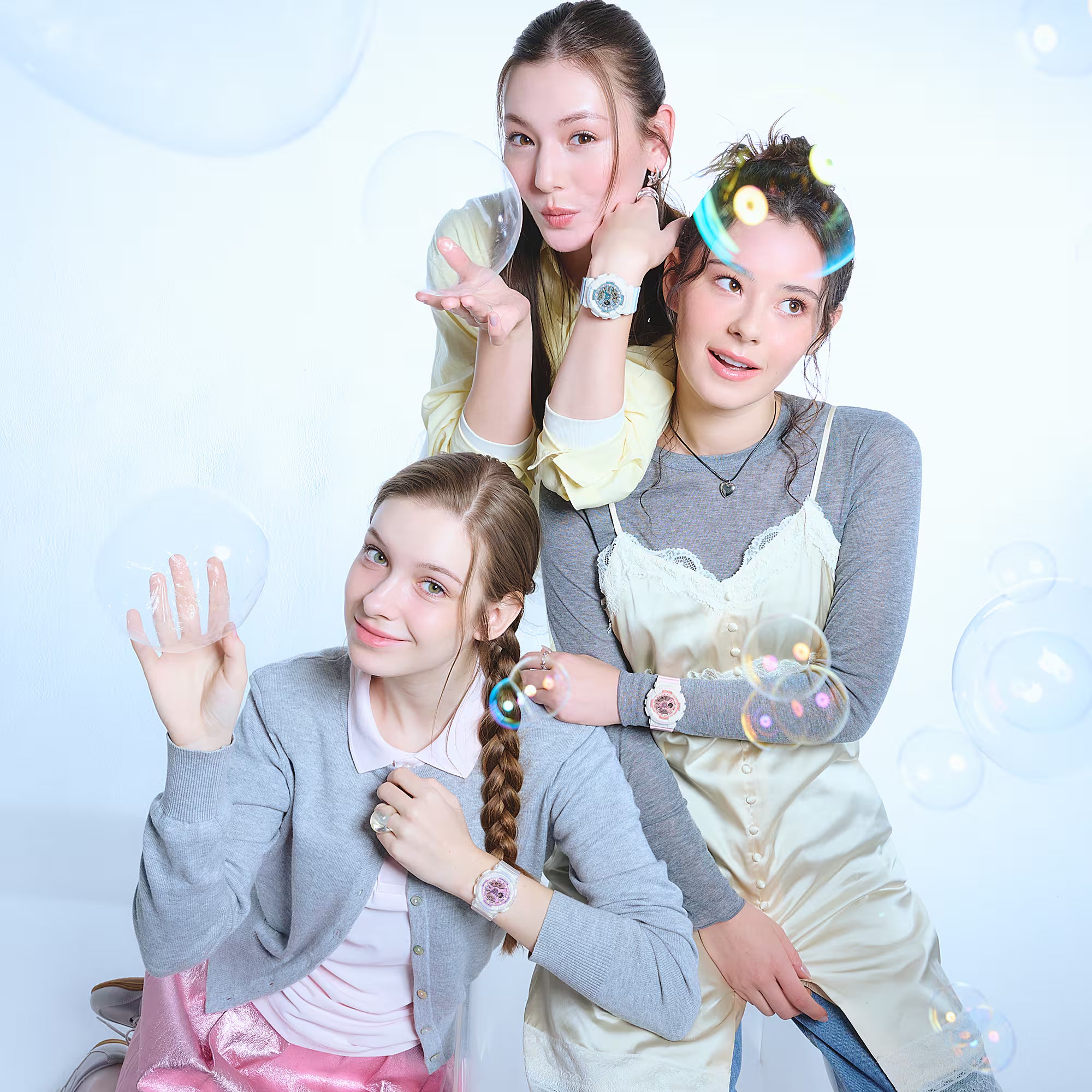 Baby-G Purple Dial Clear White Resin Band Frosted White Case Watch BA110PS-7A