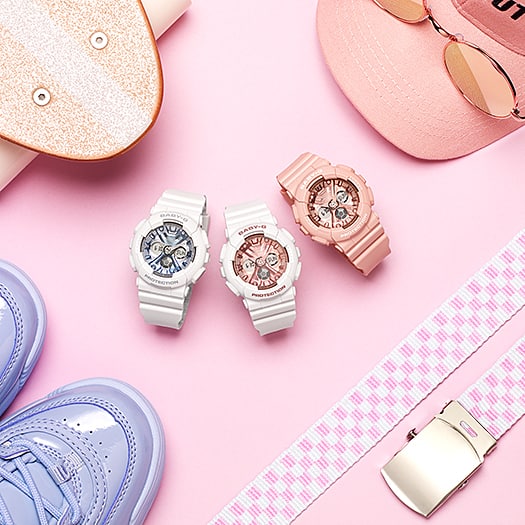 Baby-G Analogue Digital Pink Resin Band Watch BA130-4A