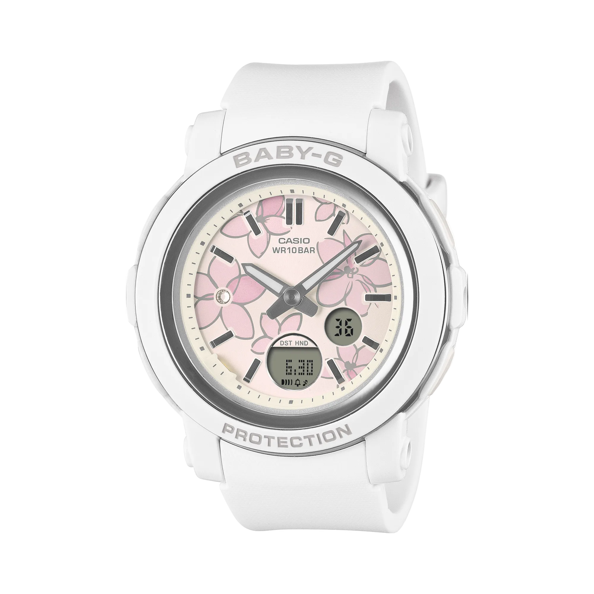 Baby-G Duo Flora Dial White Resin Band Watch BGA290FL-7A