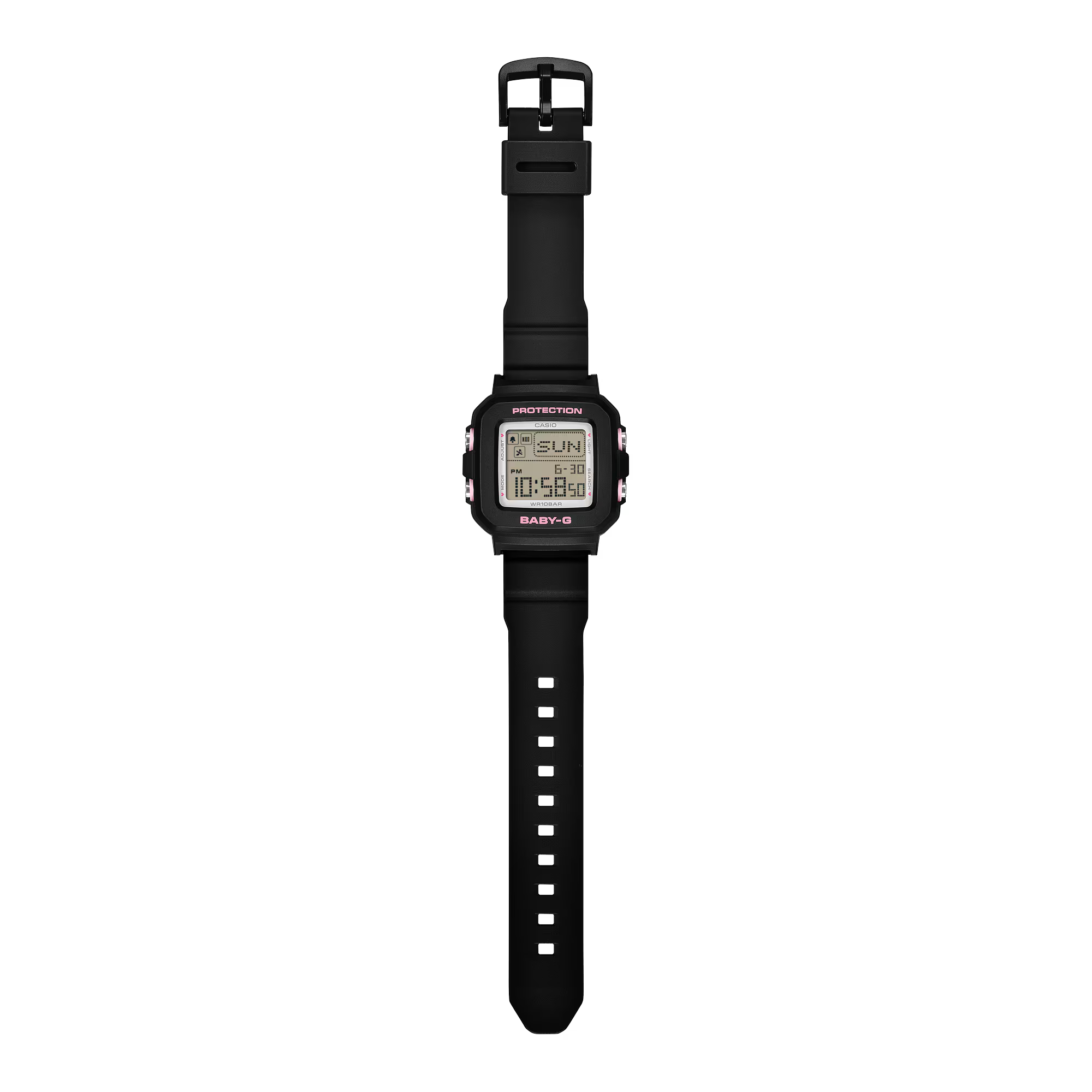 Baby-G Digital White Heart Pop Dial Black Resin Band Watch BGD10KH-1D