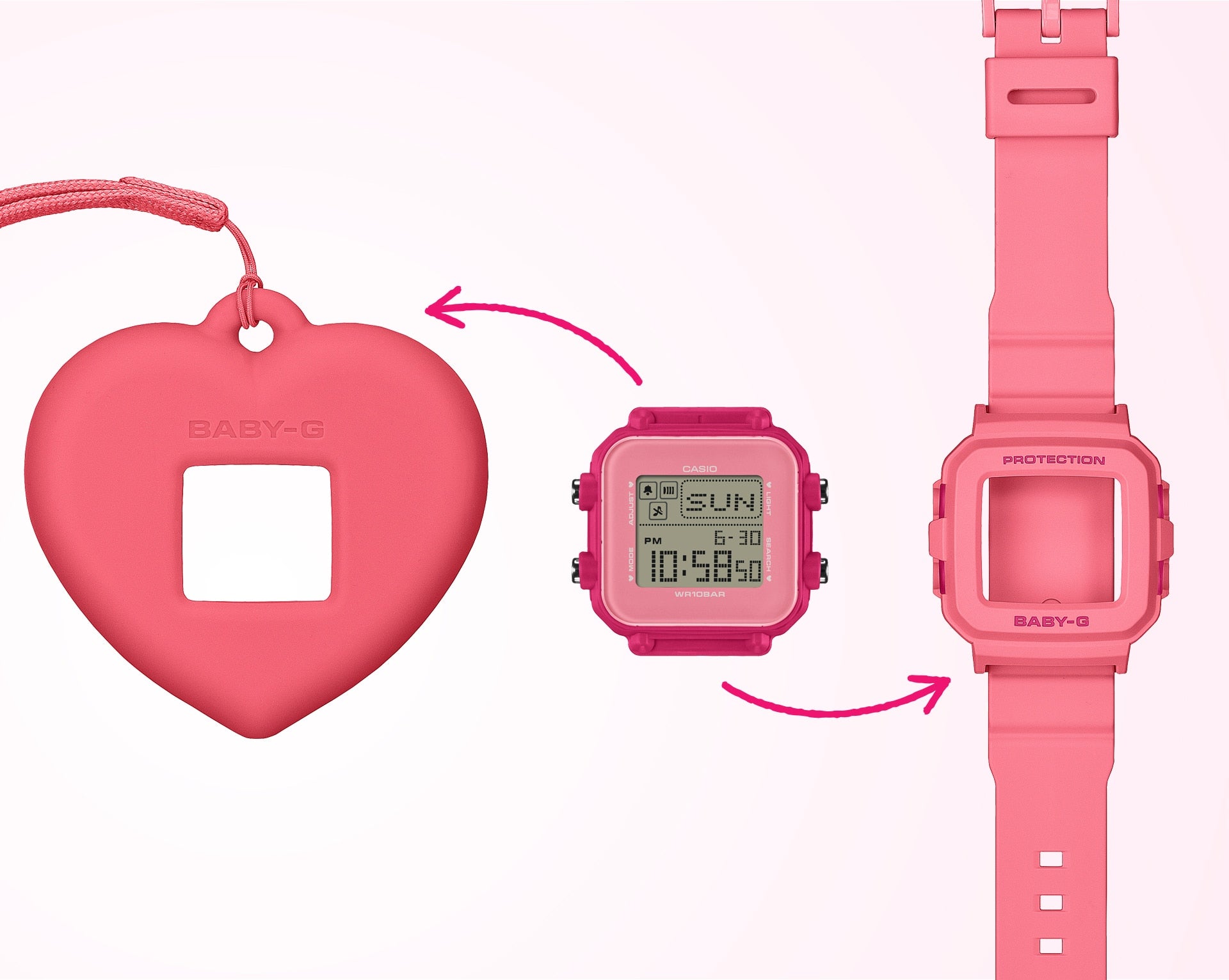 Baby-G Digital Heart Pop Dial Pink Resin Band Watch BGD10KH-4D