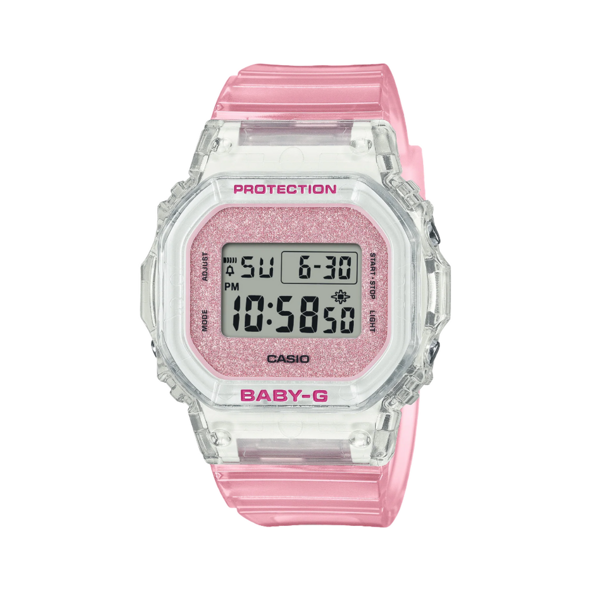 Baby-G Digital Glitter Pink Transparent Resin Band Watch BGD565GC-4D