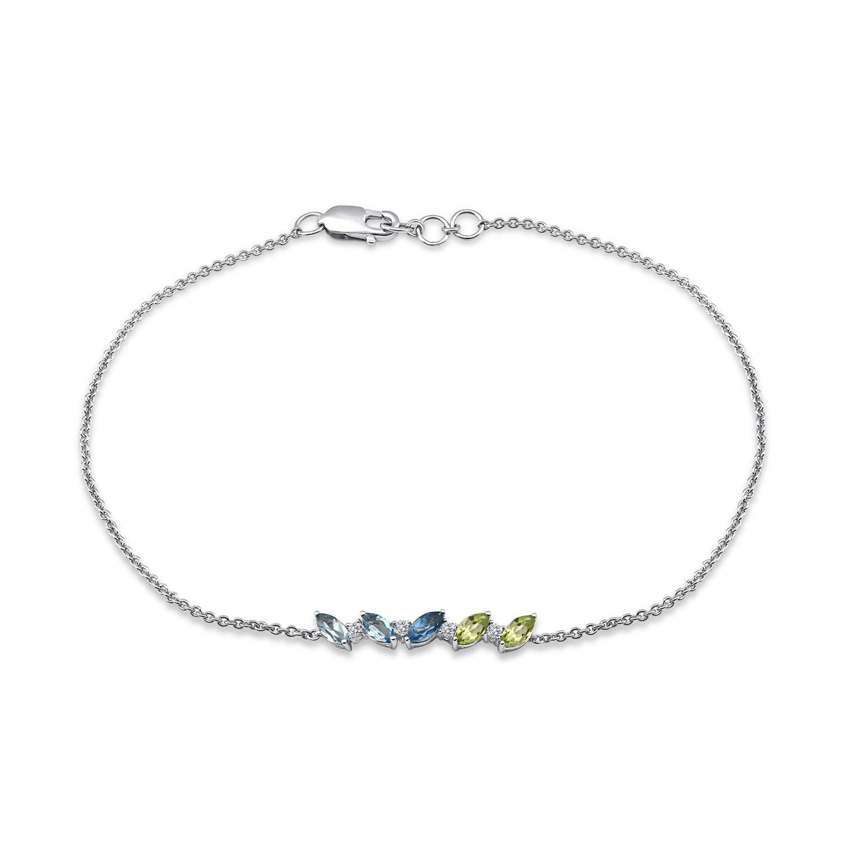 0.04ct Diamond, Topaz & Peridot Bracelet in 9K White Gold