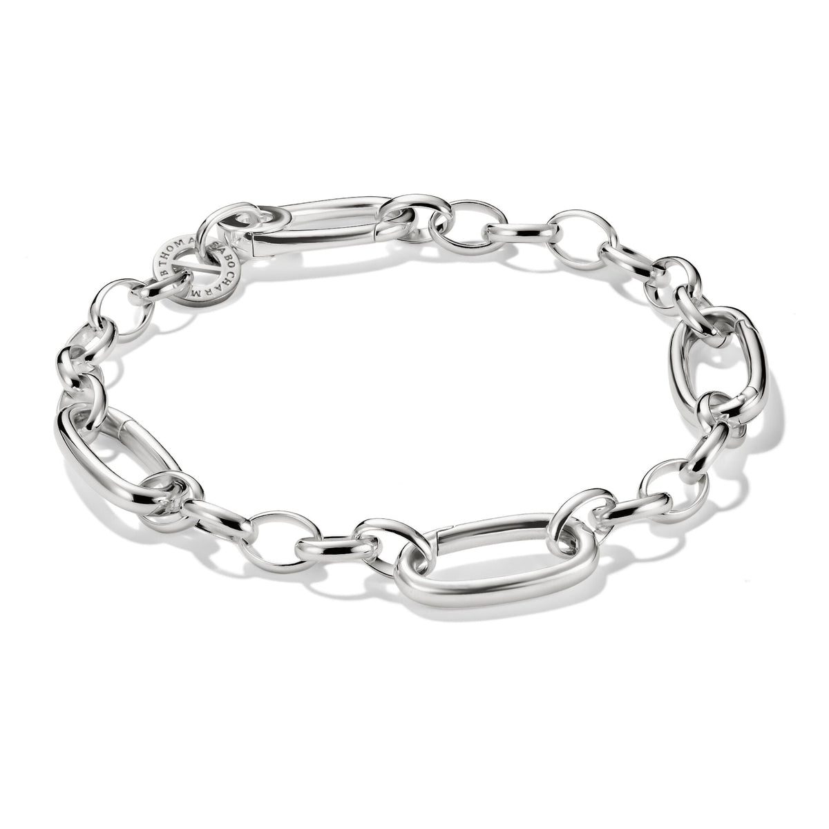 Thomas Sabo Silver-Plated Charm Club Bracelet with 3 Connect Links TC1203M-17 front packshot