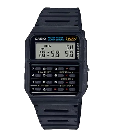 Casio Calculator Data Bank Black Resin Band Watch CA53W-1