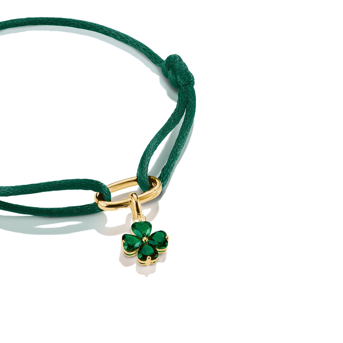 Thomas Sabo Gold-Plated Four-Leaf Clover Charm with Green Heart-Cut Stones CCC1326MGRY CCC1326MGRY view 2