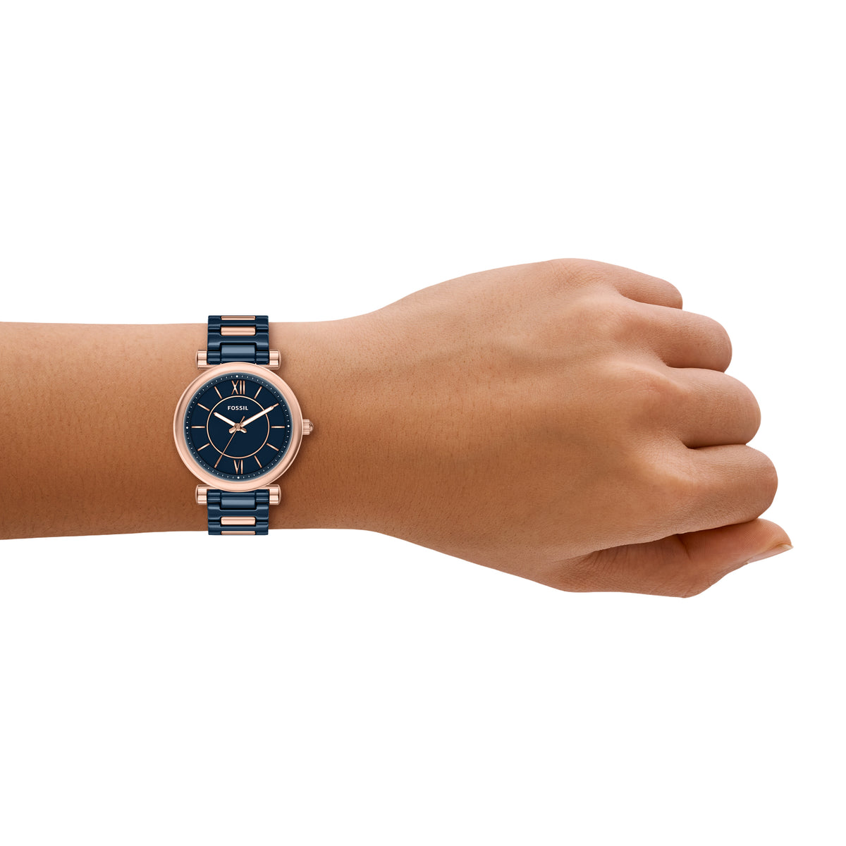 Fossil Carlie Navy Ceramic CE1140 on the wrist