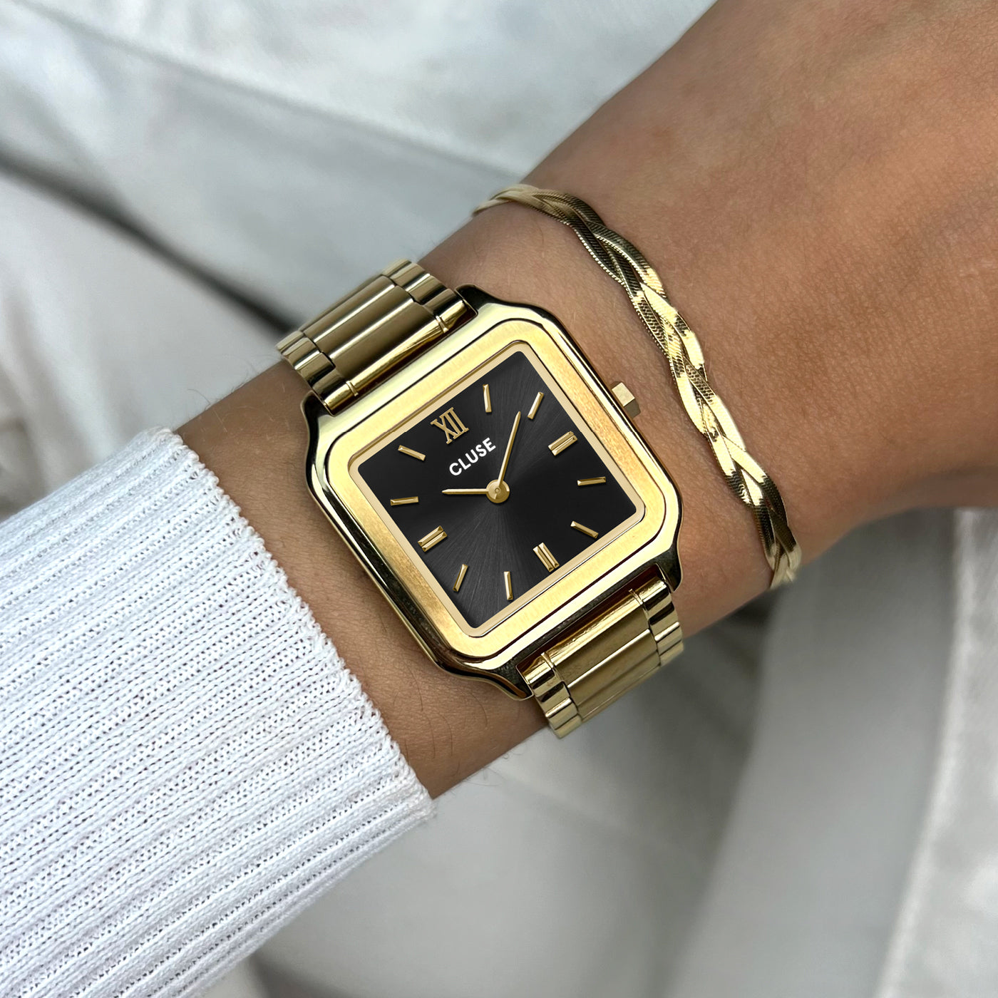 CLUSE Gracieuse Black Dial Gold Stainless Steel Watch CW11906