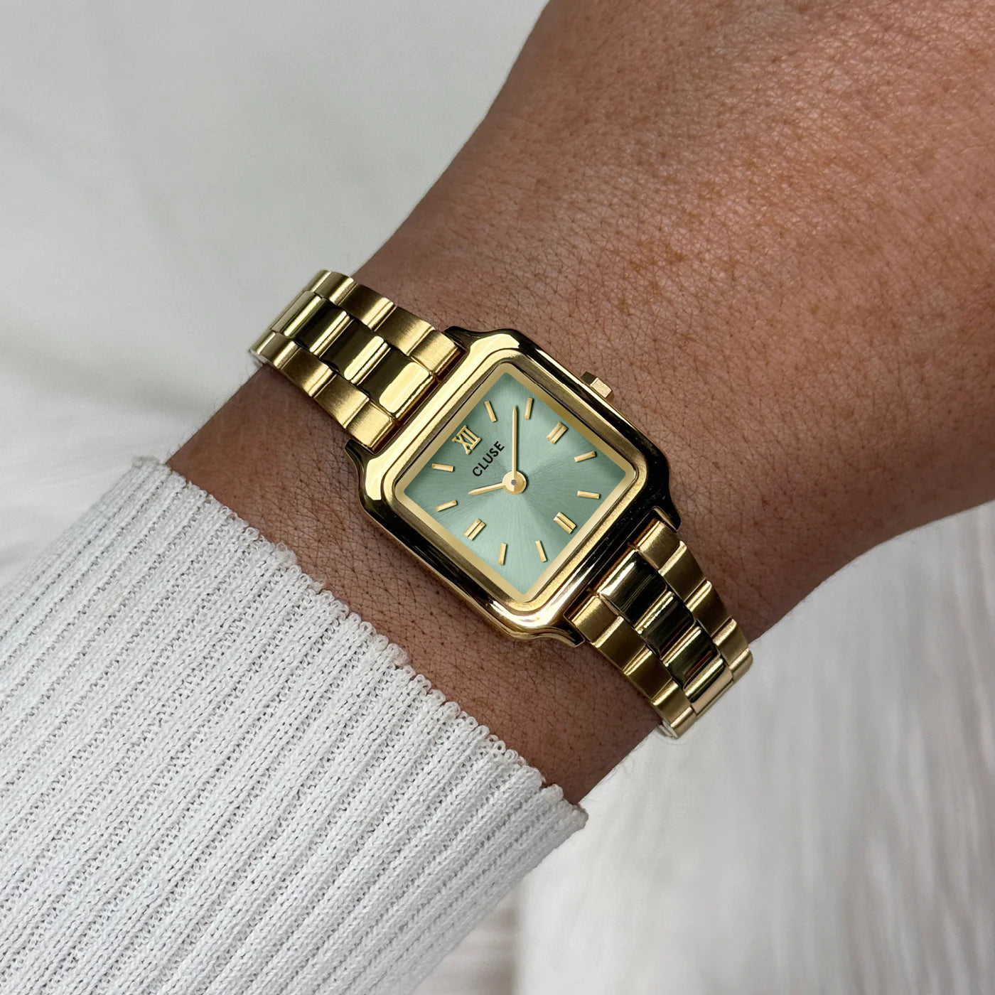 CLUSE Gracieuse Mini Stainless Steel Sage Green Dial Gold Band Women's Watch CW15505