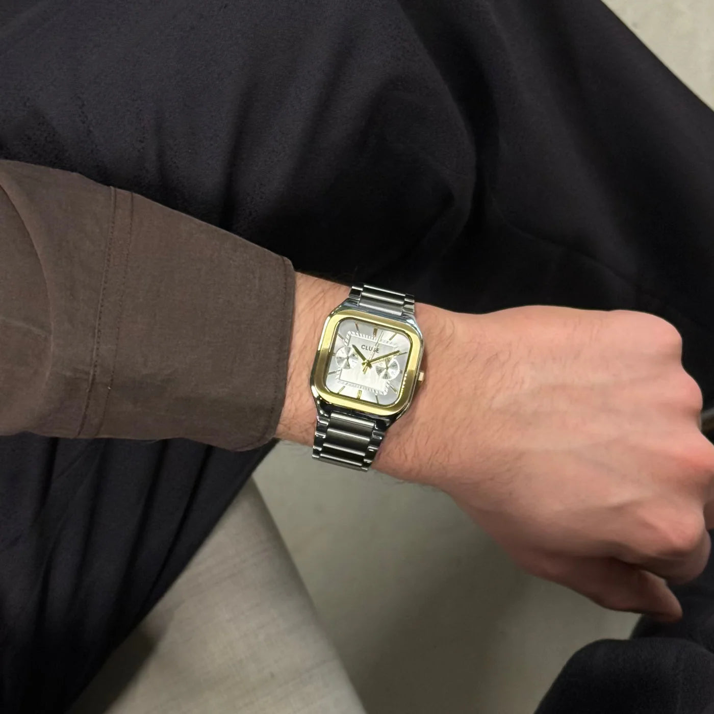 CLUSE Quadrus Multifunction Stainless Steel Silver Two Tone Men's Watch CW26201