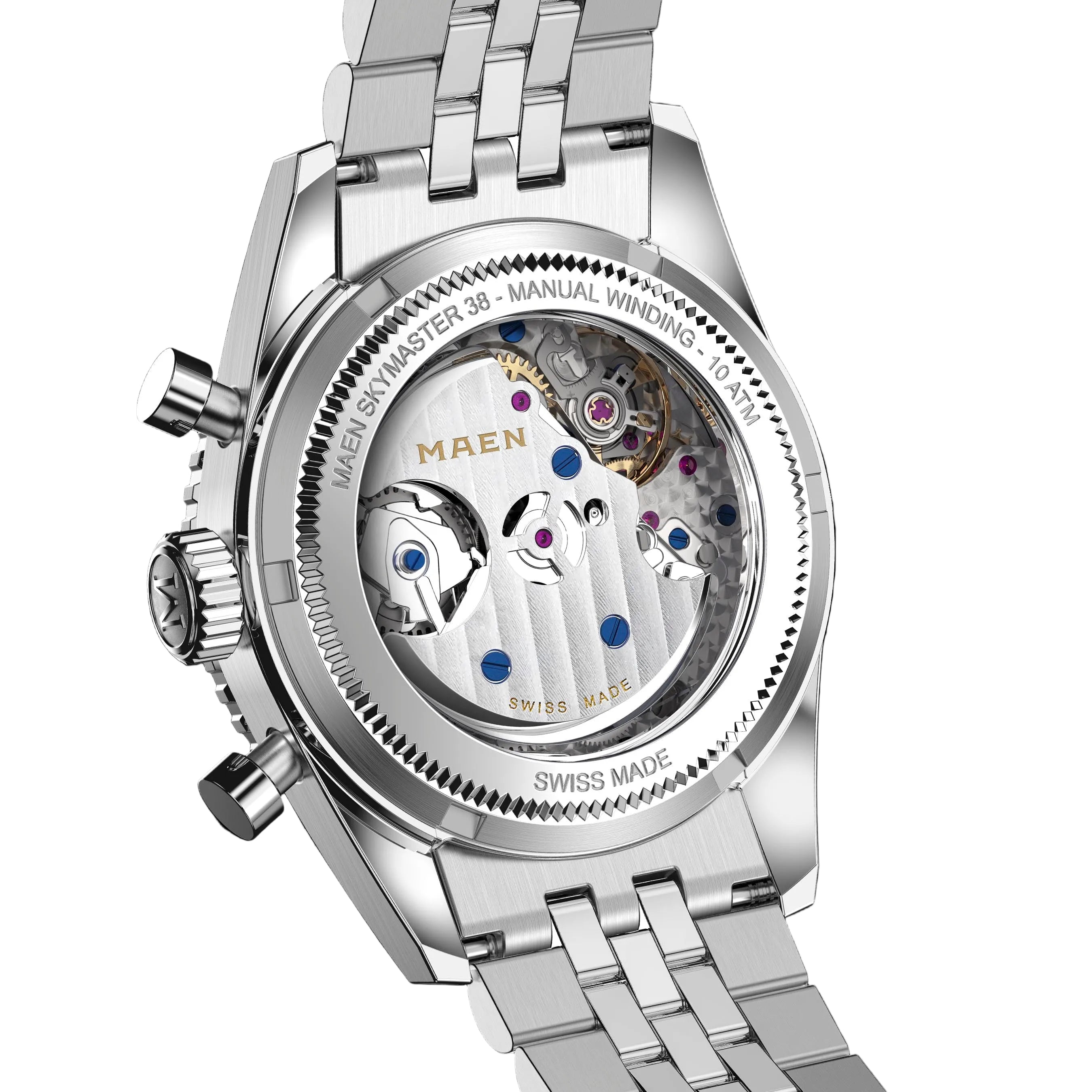 MAEN SKYMASTER 38 Chronograph Silver Dial Manual Wind Watch M6.1.1