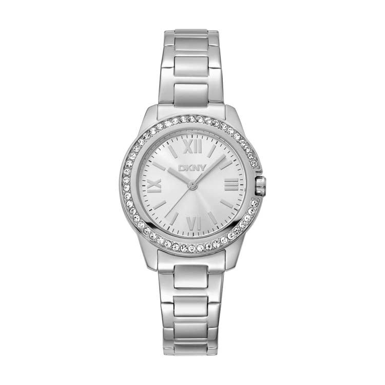 DKNY Silver Stainless Steel 30mm Women's Minimalist Watch