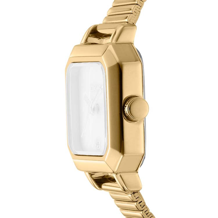 DKNY Gold Stainless Steel Mother of Pearl Square Watch 22mm