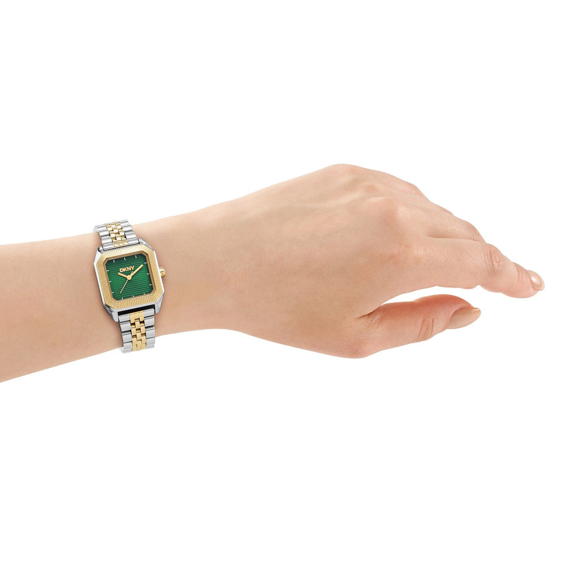 DKNY Signature Shape Two-Tone 27x34mm Green Dial Womens Watch DK1L154M0095