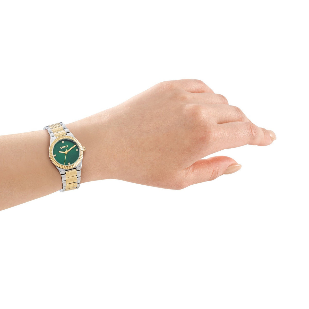 DKNY Essentials Green Dial Two Tone Steel Womens Watch DK1L182M0065 view 4