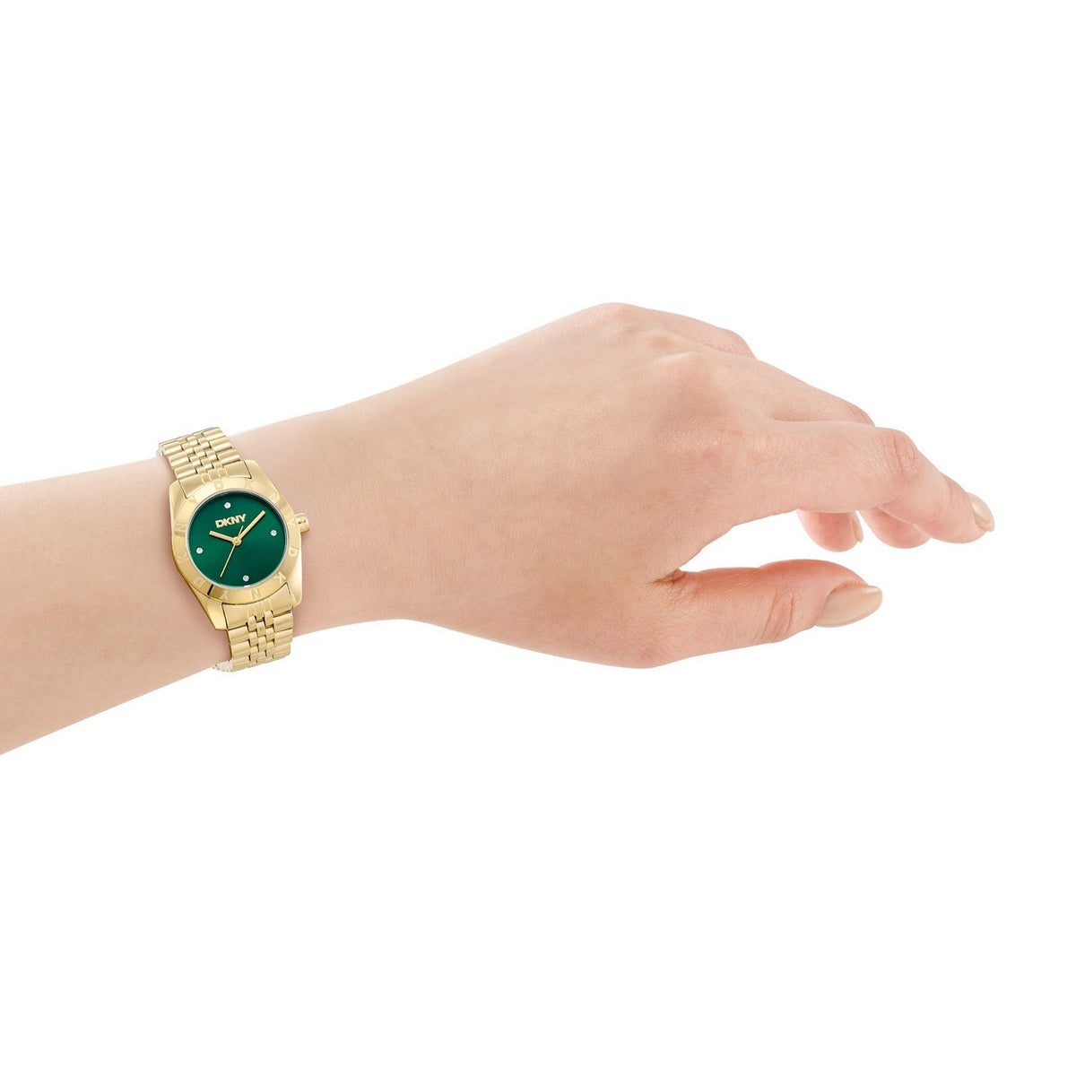 DKNY Logo Green Dial Gold Steel Womens Watch DK1L185M0245 view 4