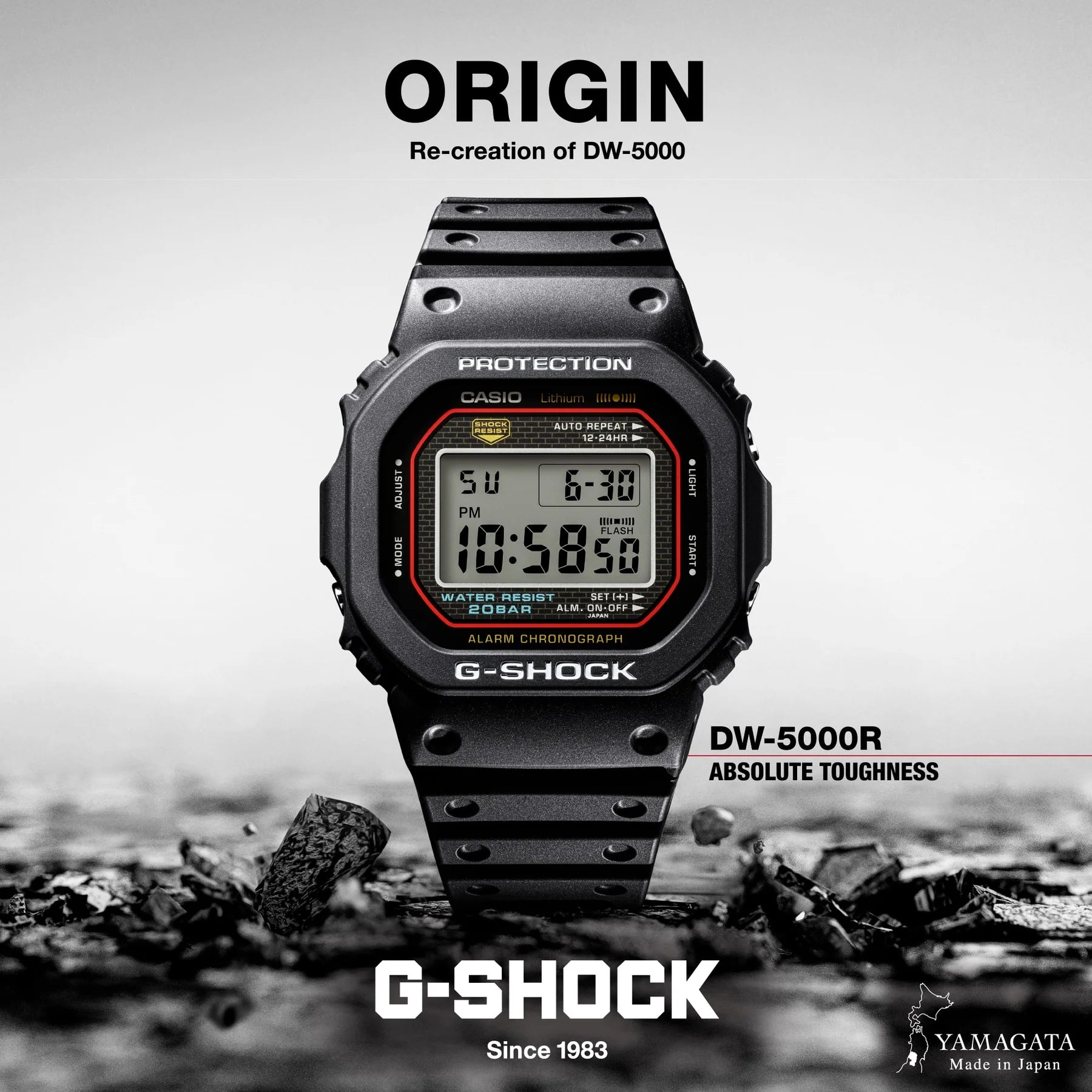 G-Shock Re-Creation Of DW-5000 Black Resin Band Watch DW5600R-1A