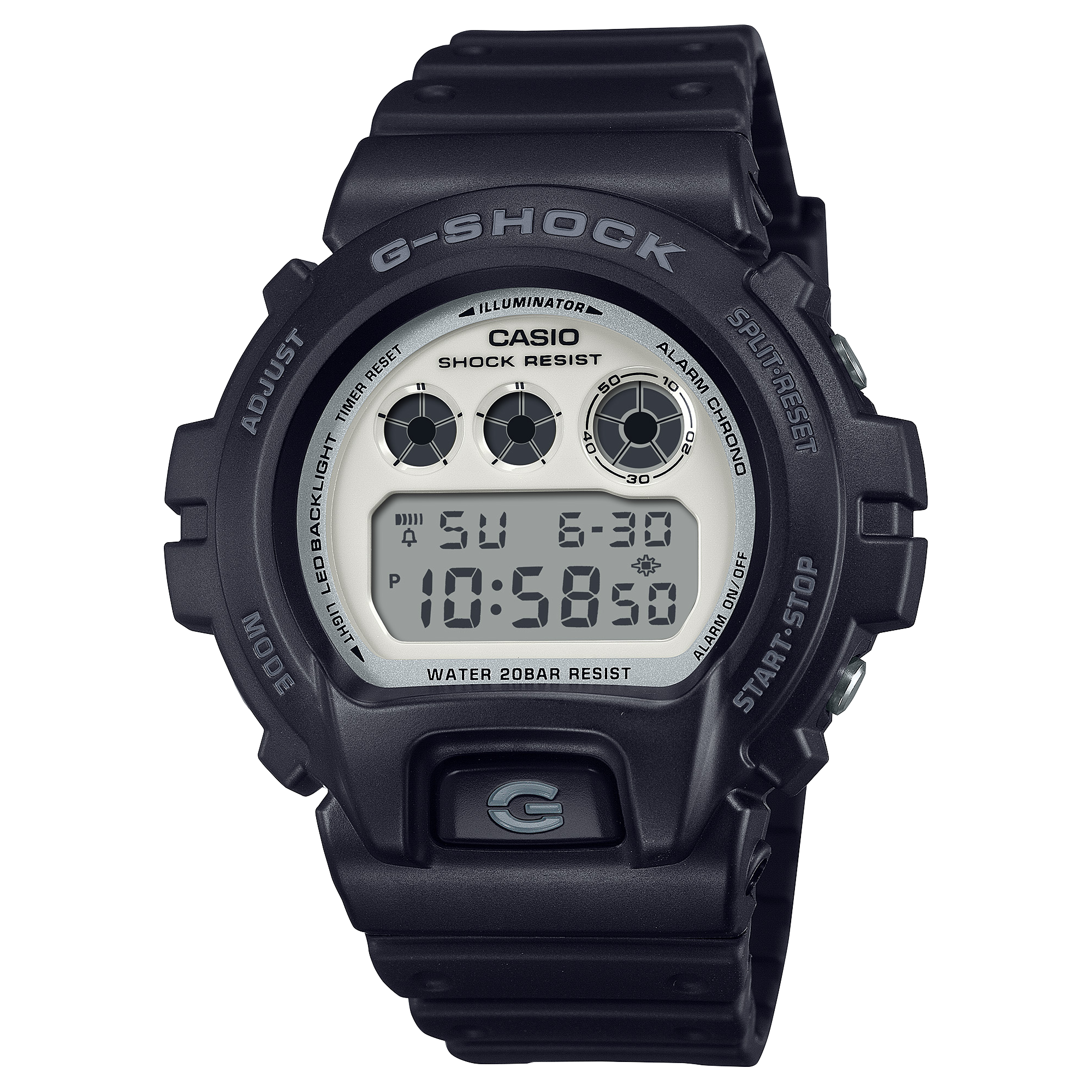 G-Shock Digital White Dial Black Resin Band Watch DW6900WD-1D