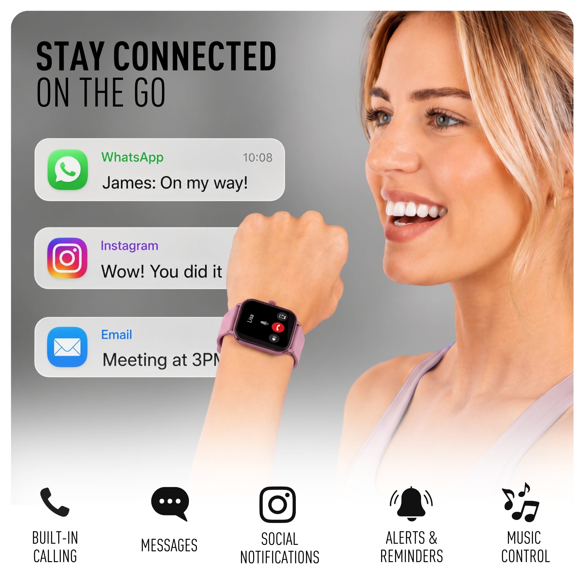 Reflex Active Nexus 100 S Lite Pink Silicone smart watch — view 4