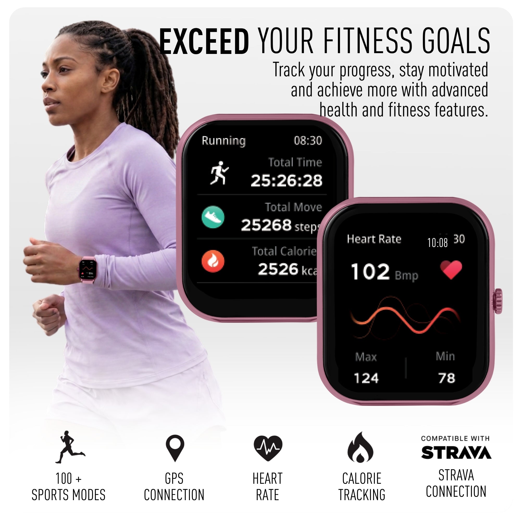 Reflex Active Nexus 100 S Lite Pink Silicone smart watch — view 2