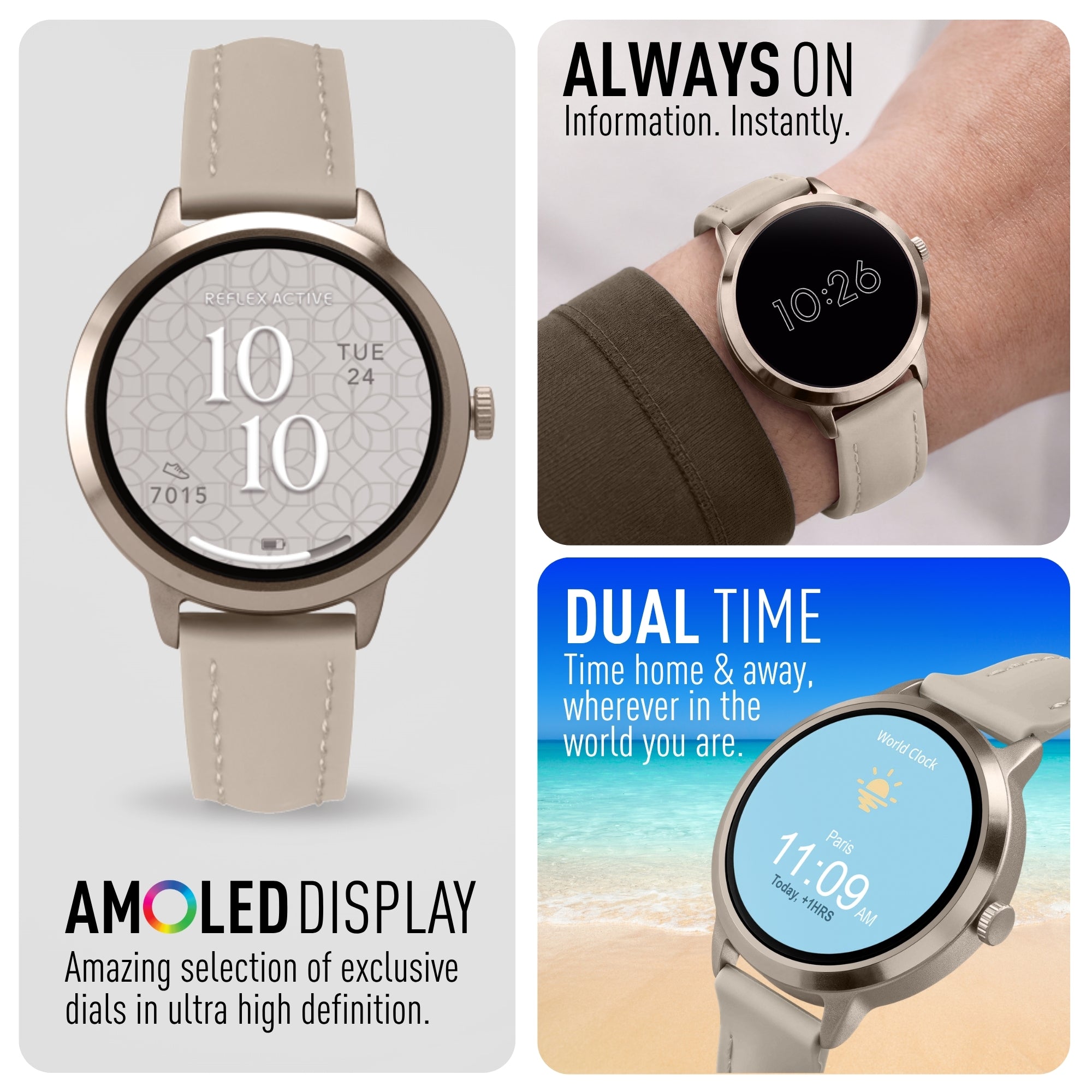 Reflex Active Spectra 300 R Amoled Gold Silicone smart watch — view 3