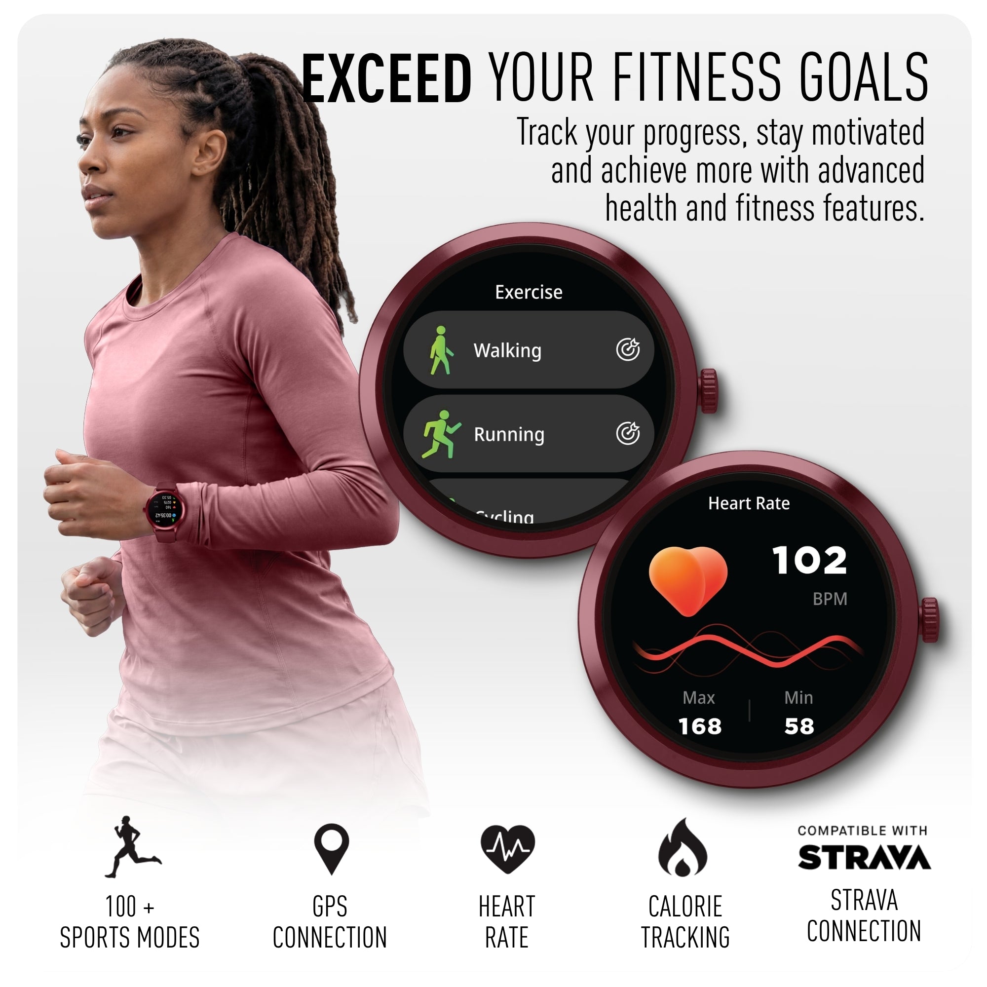Reflex Active Spectra 300 R Amoled Burgundy Silicone smart watch — view 4