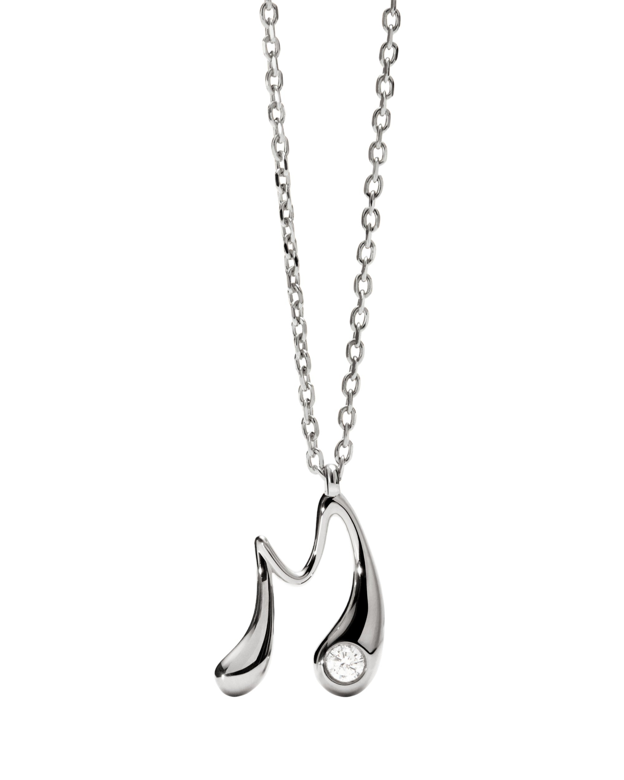 PDPAOLA Initial Letter Pendant M Recycled Silver Unisex Necklace CO02-B86-U
